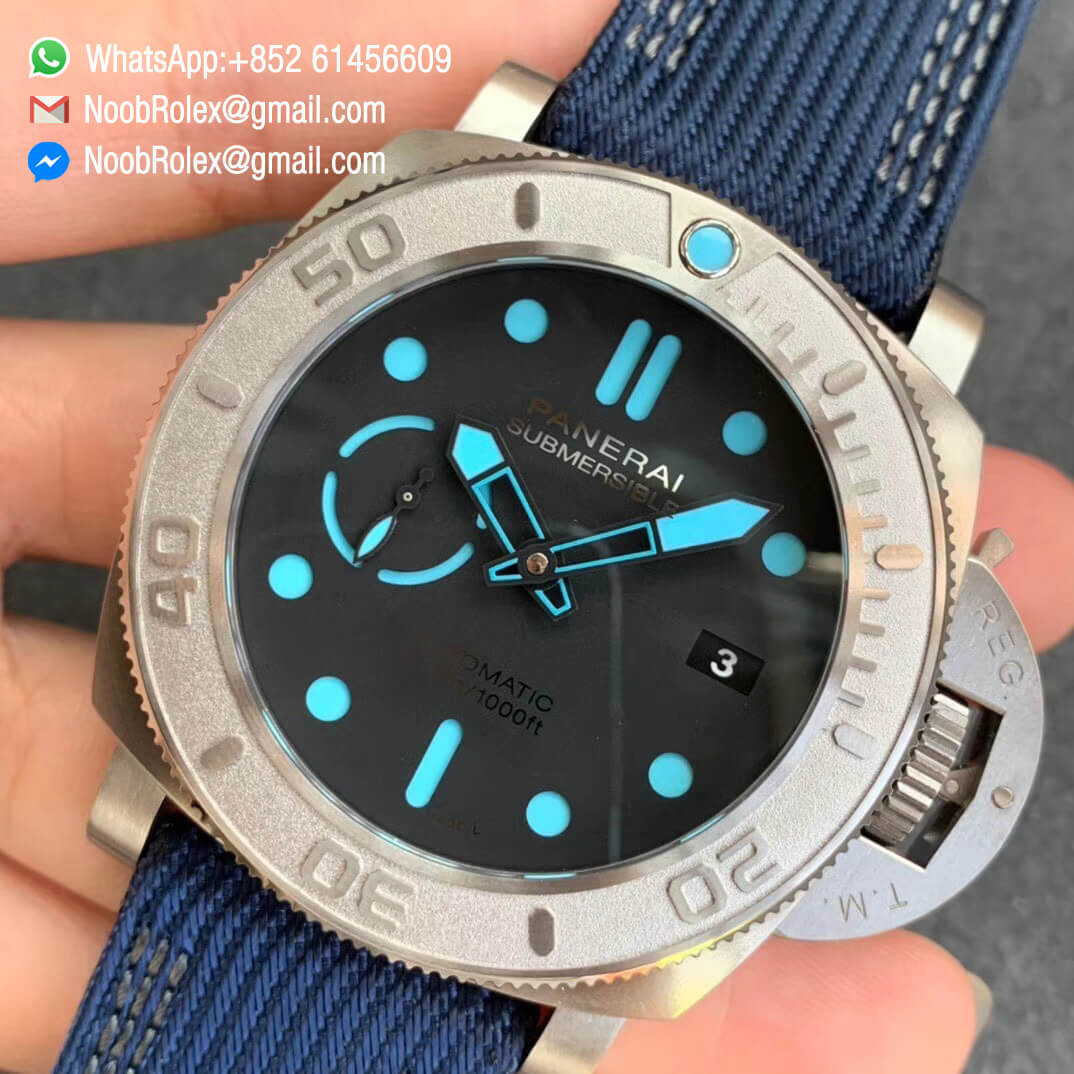 PAM985 Mike Horn Submersible Titanium Case with Black Dial on Blue Nylon Strap P9010 Clone VSF Best Edition 03 PAM985 Mike Horn Submersible Titanium Case with Black Dial on Blue Nylon Strap P9010 Clone VSF Best Edition 03
