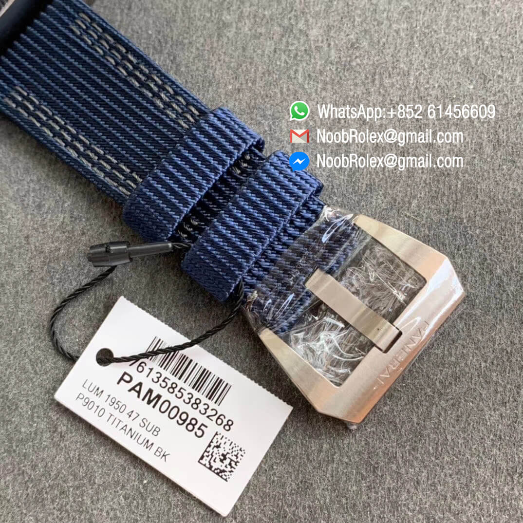 PAM985 Mike Horn Submersible Titanium Case with Black Dial on Blue Nylon Strap P9010 Clone VSF Best Edition 07 PAM985 Mike Horn Submersible Titanium Case with Black Dial on Blue Nylon Strap P9010 Clone VSF Best Edition 07