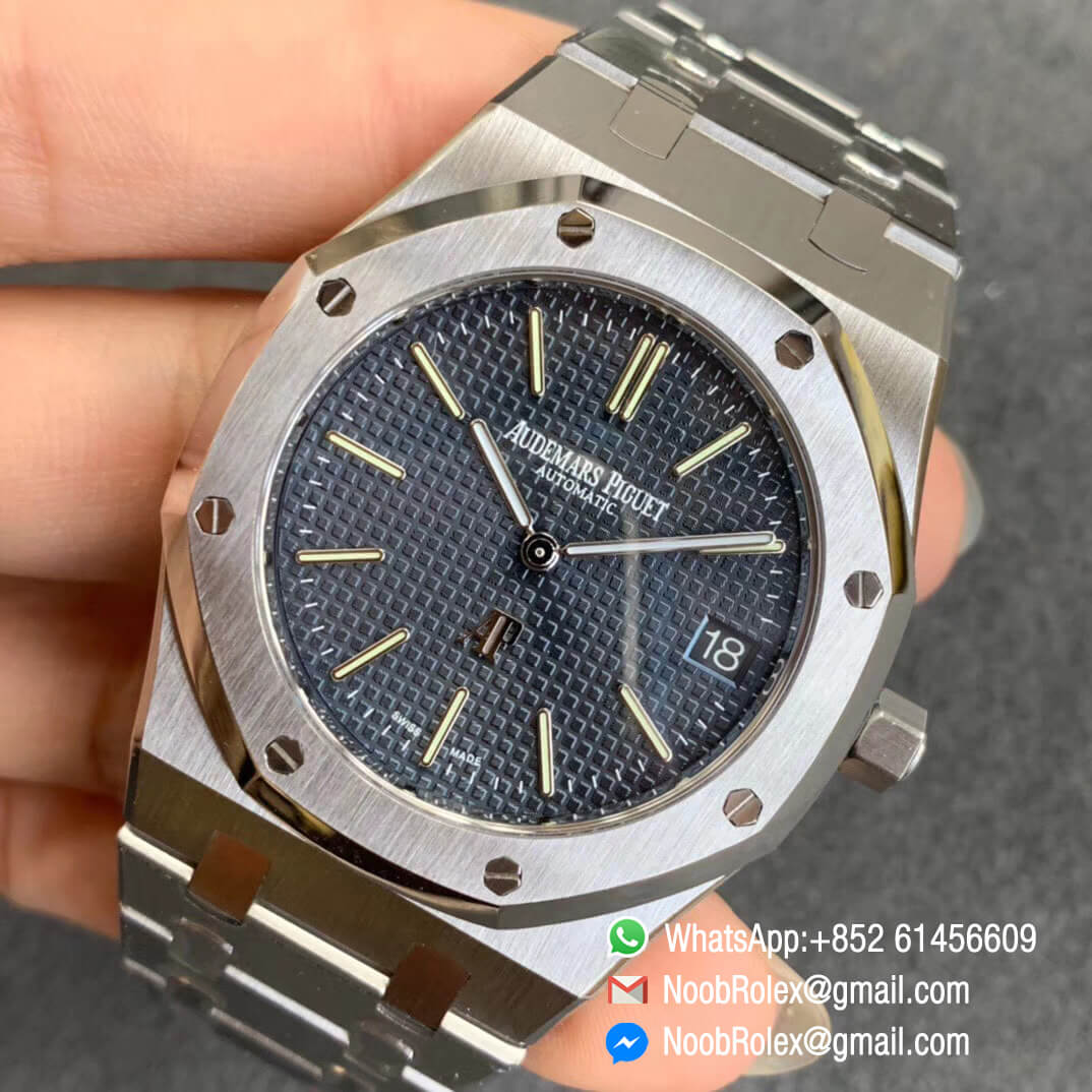 Royal Oak Jumbo Extra Thin 39mm 15202 Steel Case XF Edition Blue Textured Dial A2121 Thickness Same as Genuine 03