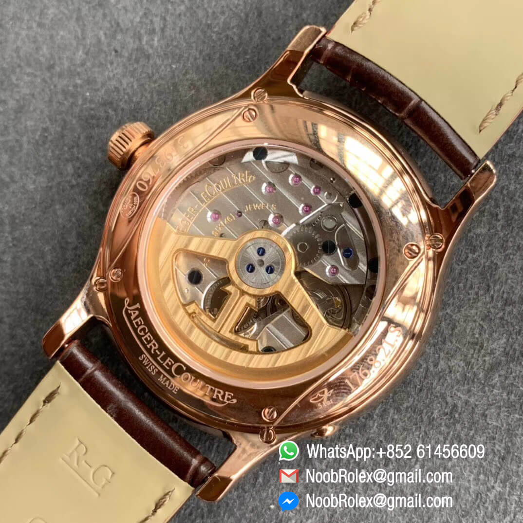 V9F Top Replica Master Ultra Thin Perpetual Calendar 1308470 Full Function Same as Gen Plated Role Gold Case White Dial on Black Leather Strap A868 08