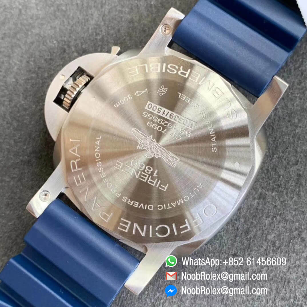 VS Factory PAM959 42mm Blue Ceramic Bezel and Gray Dial on Blue Rubber Strap with P9010 Clone Movement 05 VS Factory PAM959 42mm Blue Ceramic Bezel and Gray Dial on Blue Rubber Strap with P9010 Clone Movement 05