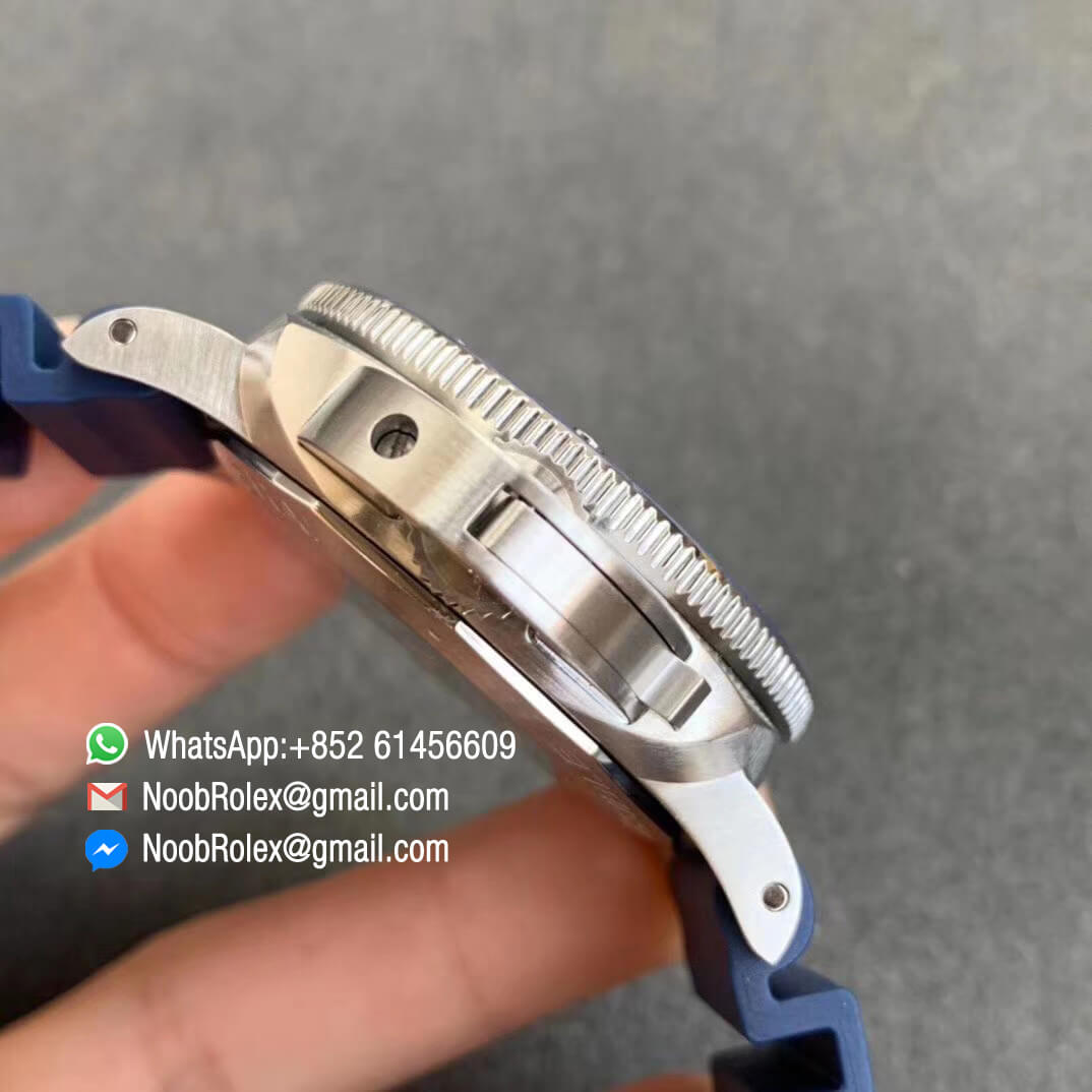 VS Factory PAM959 42mm Blue Ceramic Bezel and Gray Dial on Blue Rubber Strap with P9010 Clone Movement 09 VS Factory PAM959 42mm Blue Ceramic Bezel and Gray Dial on Blue Rubber Strap with P9010 Clone Movement 09