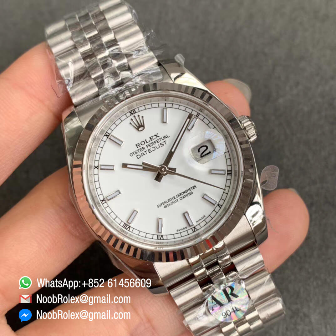 AR Factory High Quality Replica DateJust 36mm 116234 904L Steel Case White Dial on Jubilee Bracelet SH3135 V2 02 1