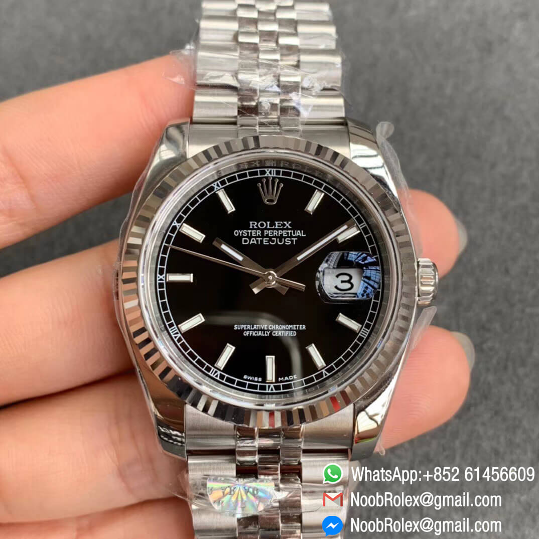 AR Factory Top Quality Replica DateJust 36mm 116234 904L Steel Case Black Dial on Jubilee Bracelet SH3135 V2 01