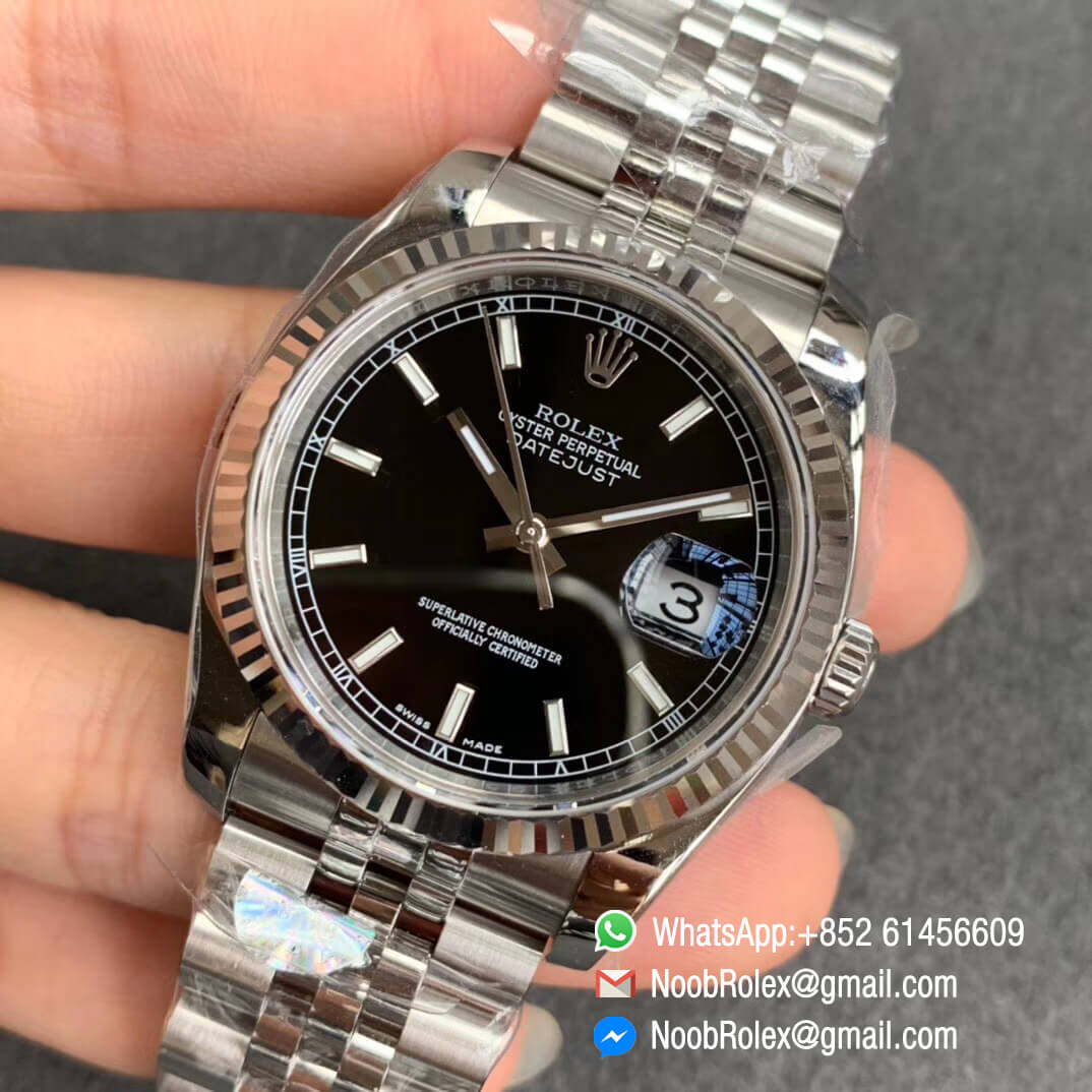 AR Factory Top Quality Replica DateJust 36mm 116234 904L Steel Case Black Dial on Jubilee Bracelet SH3135 V2 03