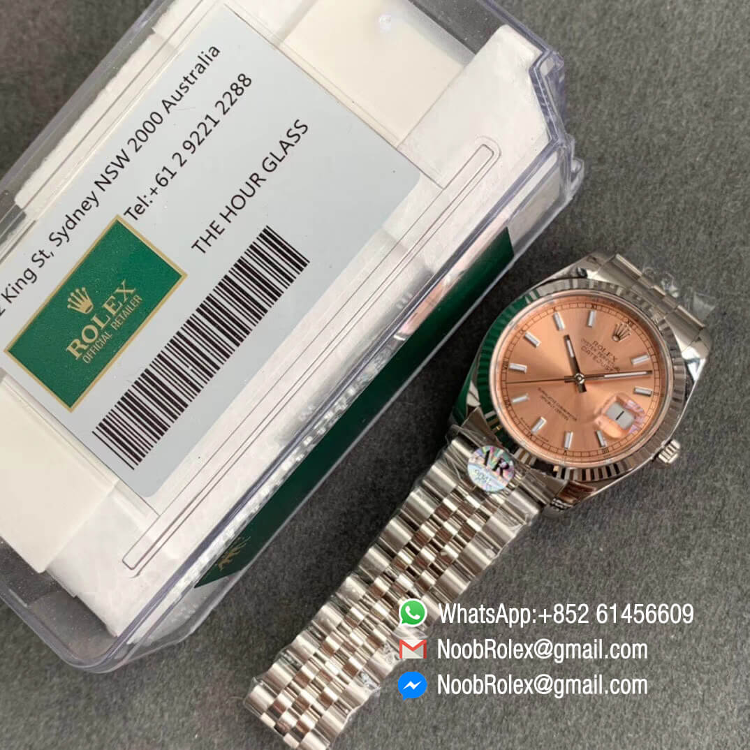 ARF High Quality DateJust 36mm 116234 904L Steel Case Pink Dial on Jubilee Bracelet SH3135 V2 09
