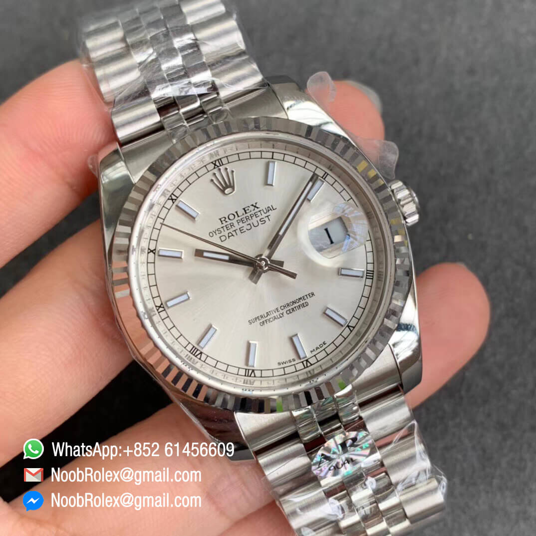ARF Top Quality Clone DateJust 36mm 116234 904L Steel Case Rhodium Dial on Jubilee Bracelet SH3135 V2 02