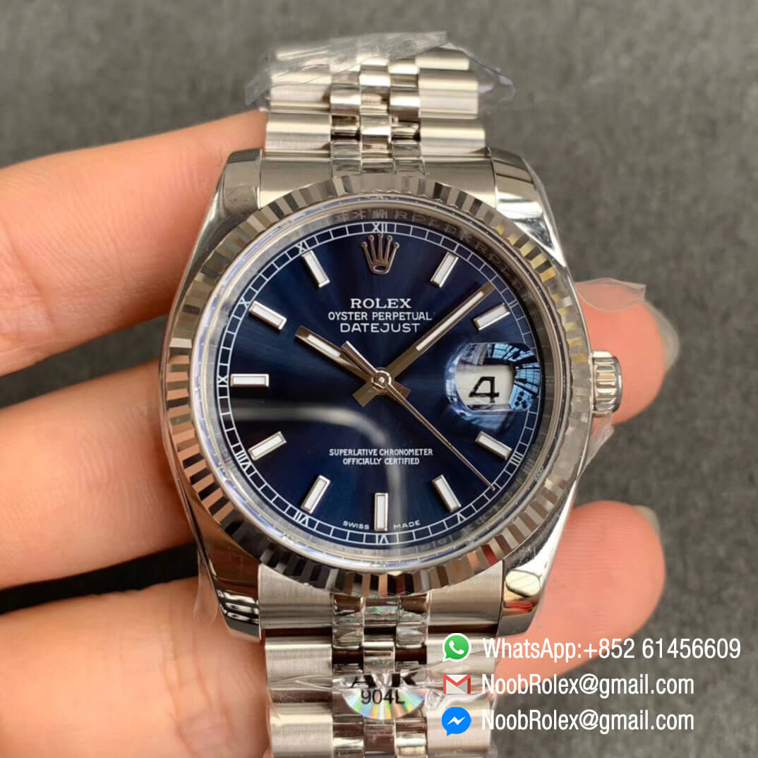 ARF Top Quality Clone Watch DateJust 36mm 116234 904L Steel Case Blue Dial on Jubilee Bracelet SH3135 V2 01