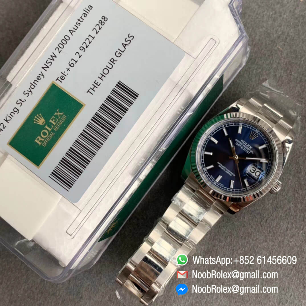 ARF V3 DateJust 36 116234 Blue Dial 904L Steel Case Oyster Bracelet on Oyster Bracelet with SH3135 Movement 09