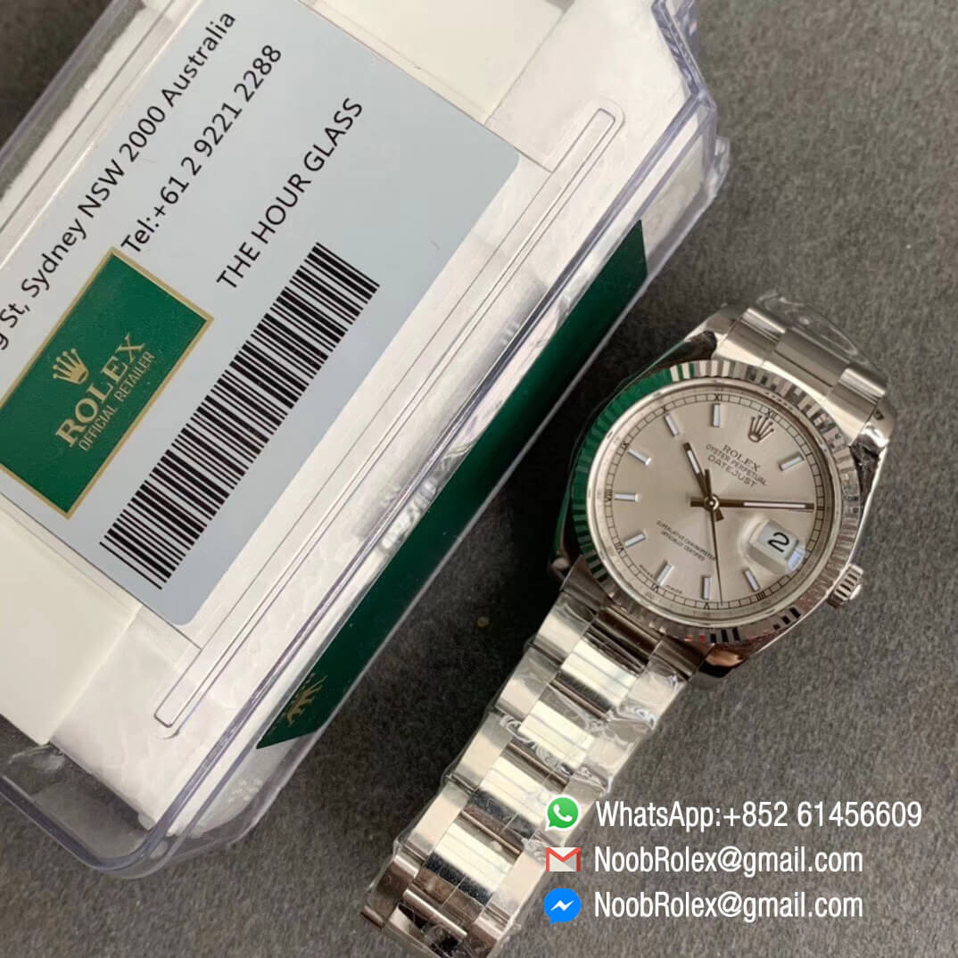 ARF V3 DateJust 36 116234 Silver Dial 904L Steel Case Oyster Bracelet on Oyster Bracelet with SH3135 Movement 09