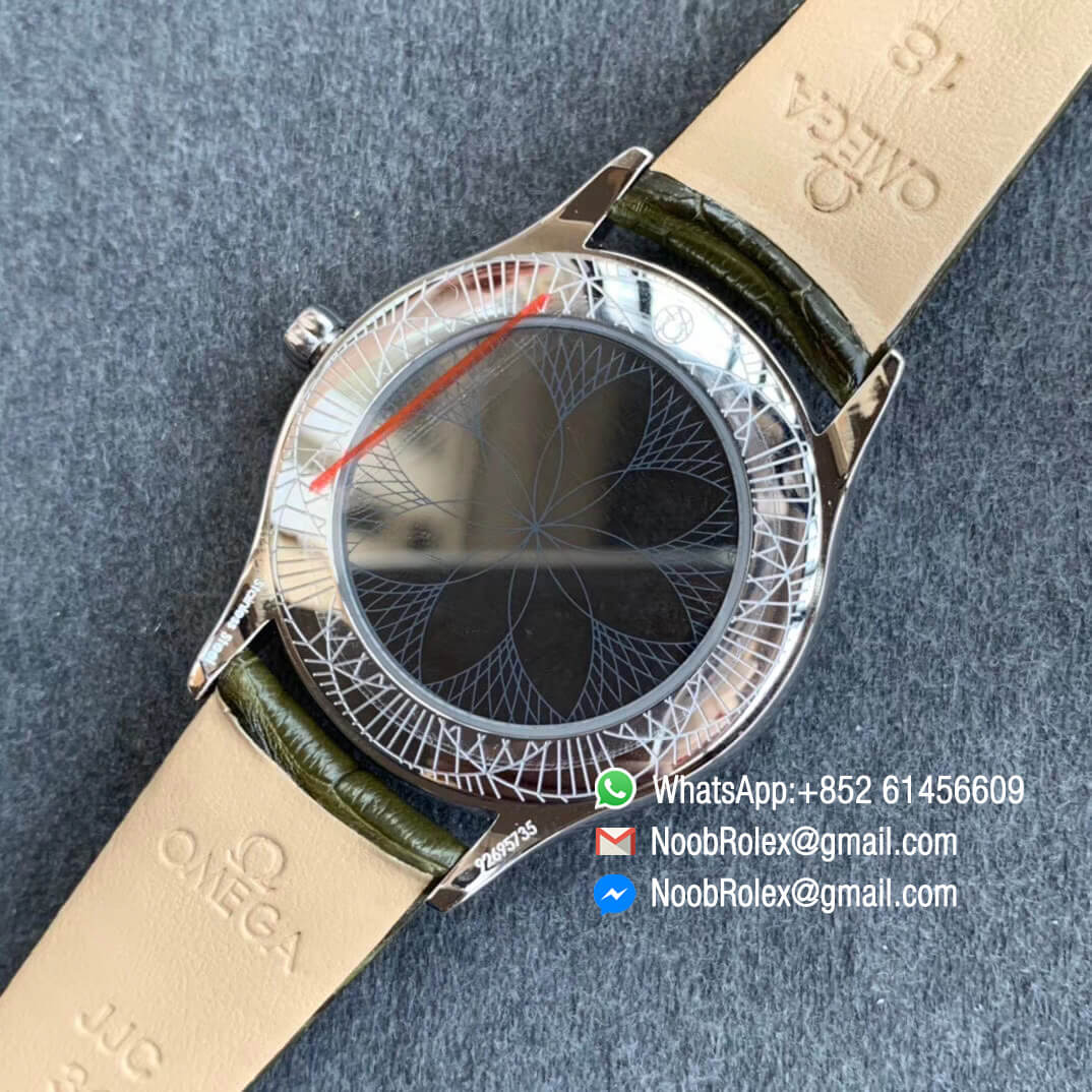 De Vile Tresor Ladies Watch 36mm Stainless Steel Case with Diamonds Mother of Pearl Dial Swiss Quartz Movement Green Strap 08