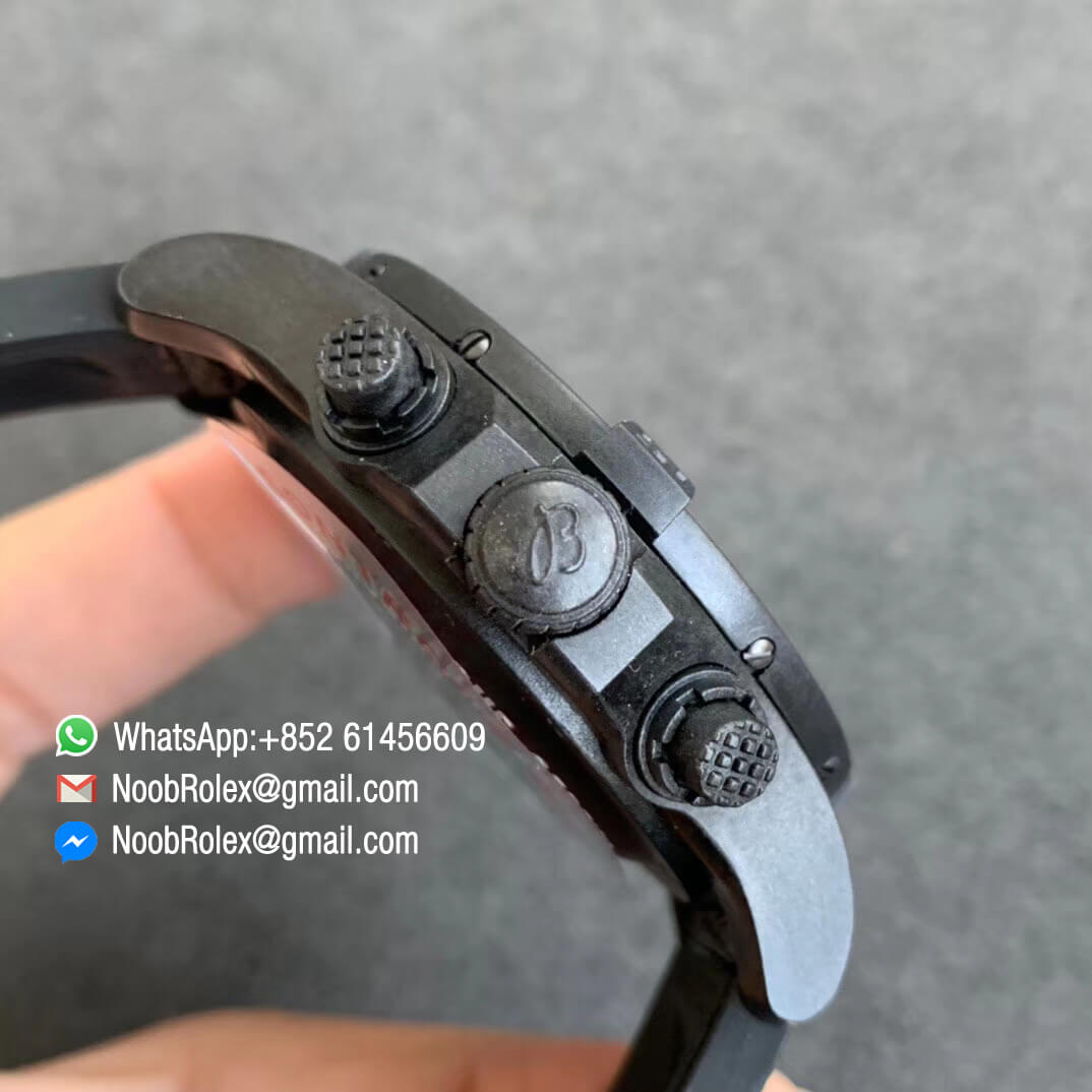 GF Super Replica Breitling Avenger Hurricane 45mm Carbon Fiber Case Chrono Watch Yellow Dial on Black Nylon Strap A7750 04