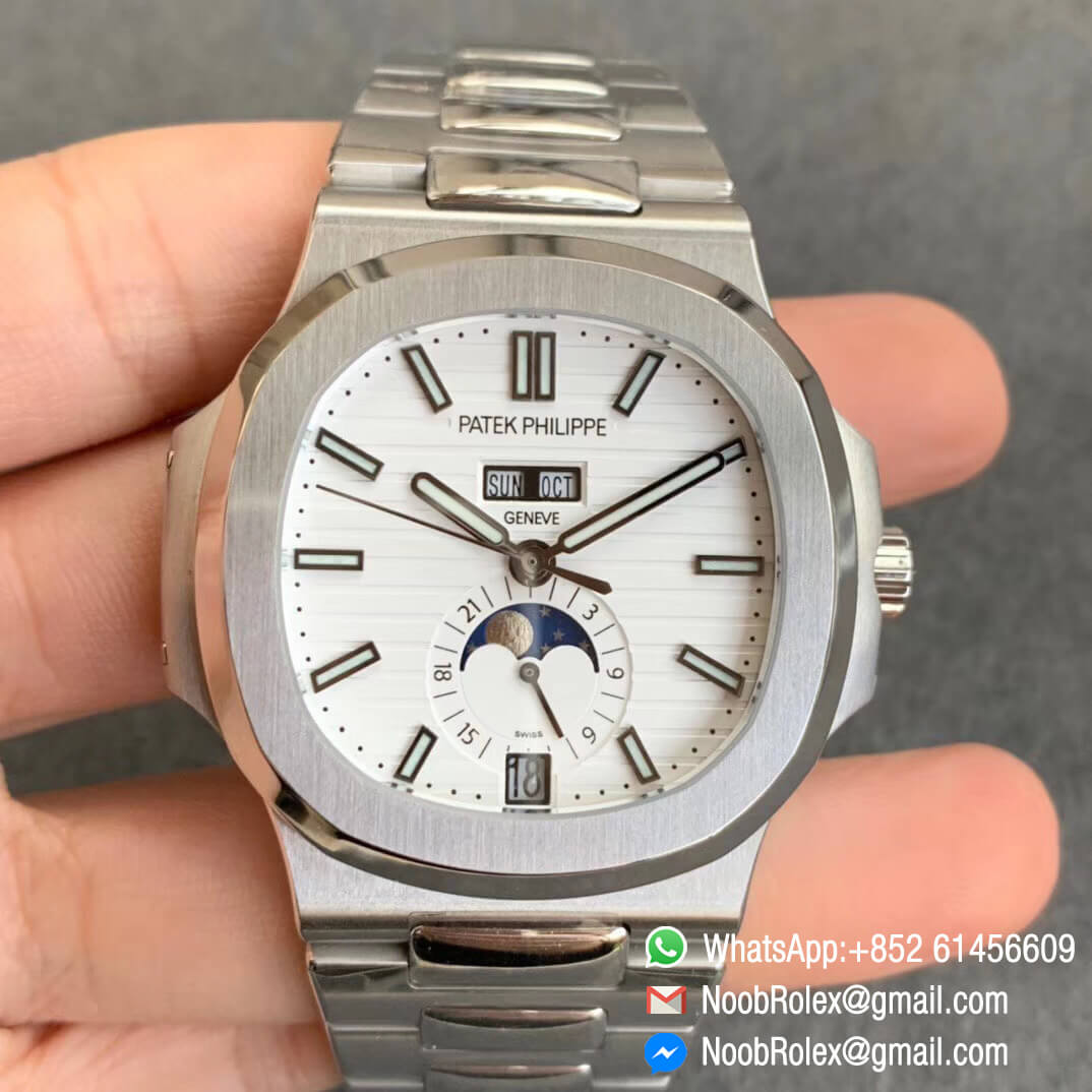 GRF Top Quality Patek Nautilus 5726 Complicated 24 Hours Moonphase Steel Case Bracelet White Textured Dial A324 Caliber 01 GRF Top Quality Patek Nautilus 5726 Complicated 24 Hours Moonphase Steel Case Bracelet White Textured Dial A324 Caliber 01