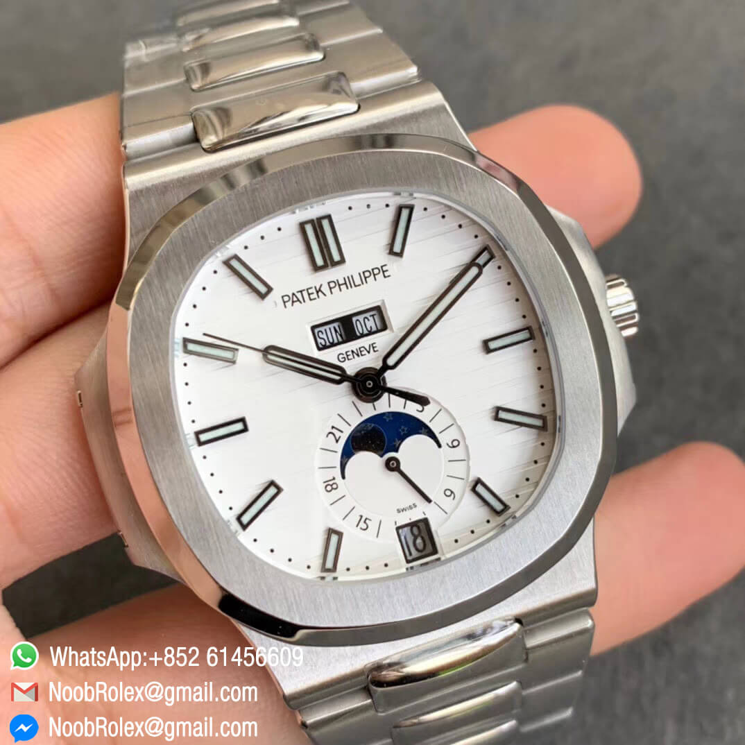 GRF Top Quality Patek Nautilus 5726 Complicated 24 Hours Moonphase Steel Case Bracelet White Textured Dial A324 Caliber 02 GRF Top Quality Patek Nautilus 5726 Complicated 24 Hours Moonphase Steel Case Bracelet White Textured Dial A324 Caliber 02