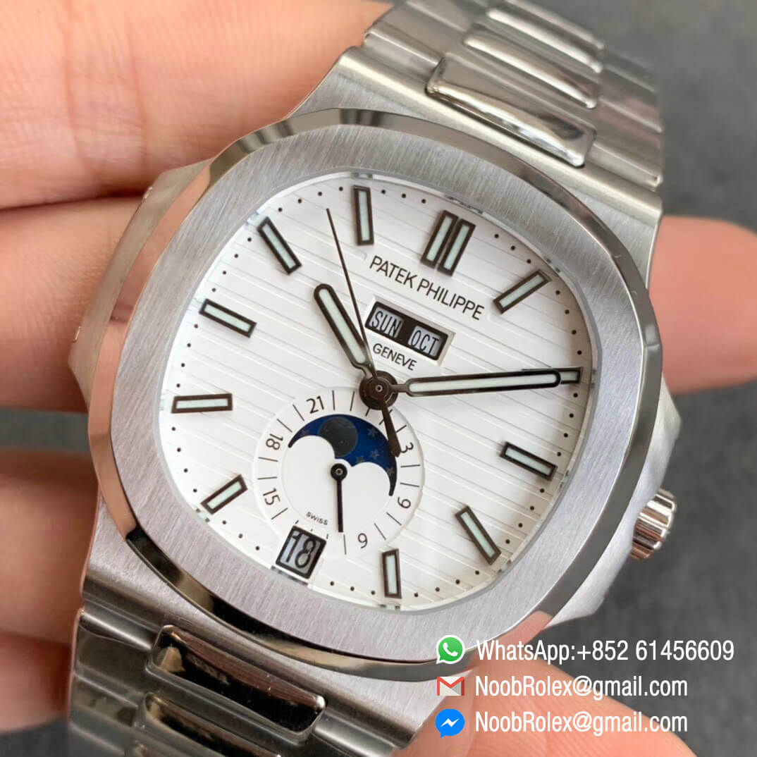 GRF Top Quality Patek Nautilus 5726 Complicated 24 Hours Moonphase Steel Case Bracelet White Textured Dial A324 Caliber 03 GRF Top Quality Patek Nautilus 5726 Complicated 24 Hours Moonphase Steel Case Bracelet White Textured Dial A324 Caliber 03