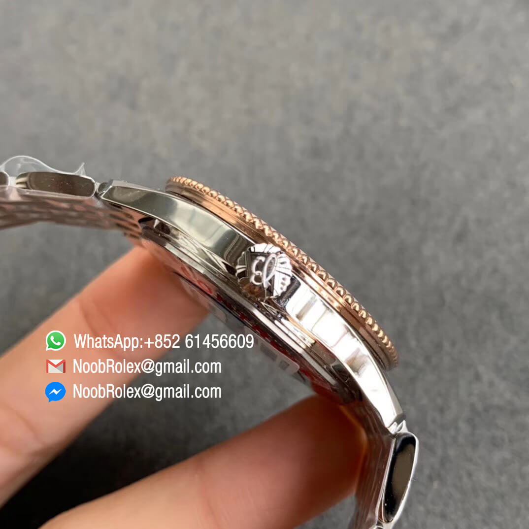 KOR Factory Breitling Navitimer 1 38mm Steel Case White Dial White Rose Gold Inner Bezel on Steel Bracelet SW200 04