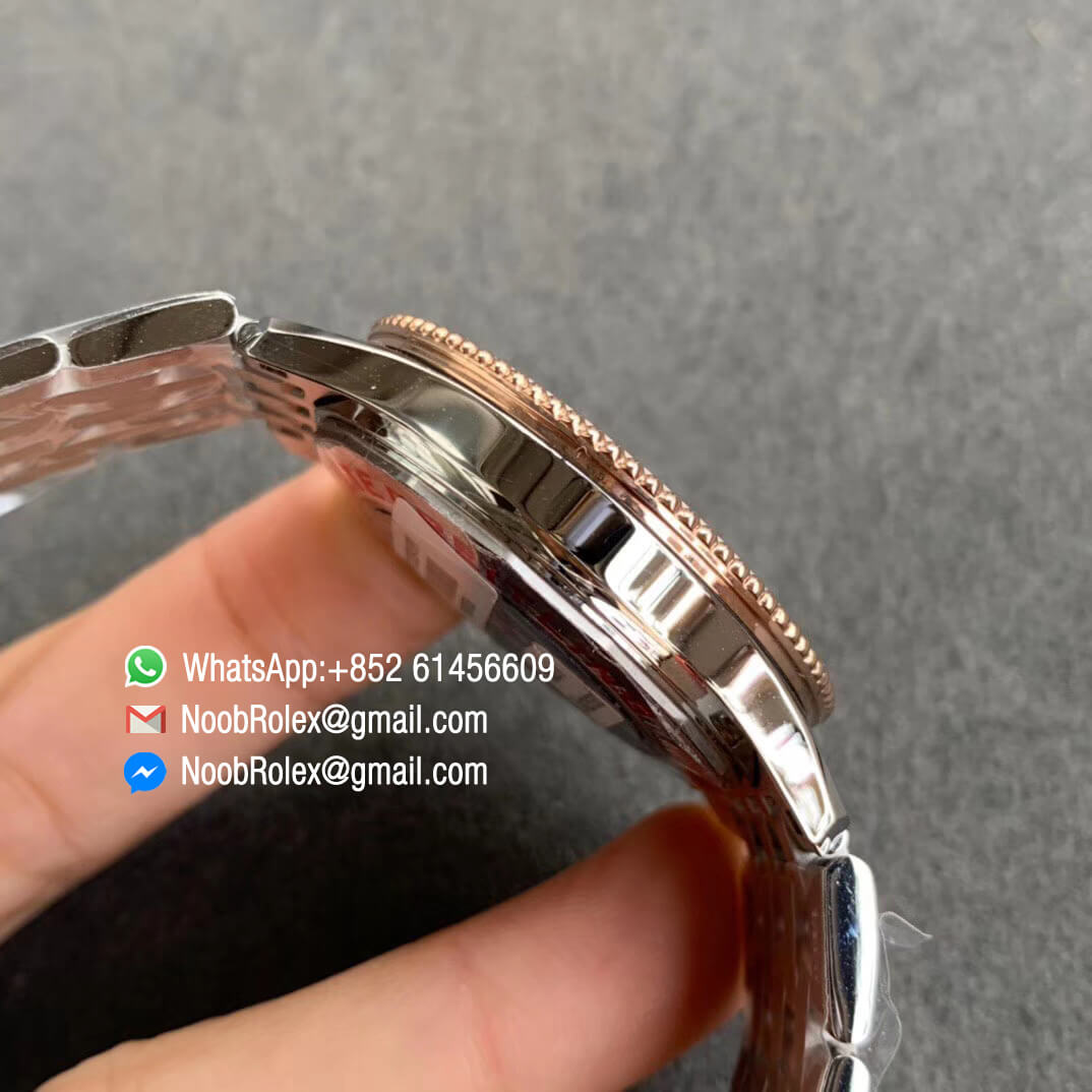 KOR Factory Breitling Navitimer 1 38mm Steel Case White Dial White Rose Gold Inner Bezel on Steel Bracelet SW200 05