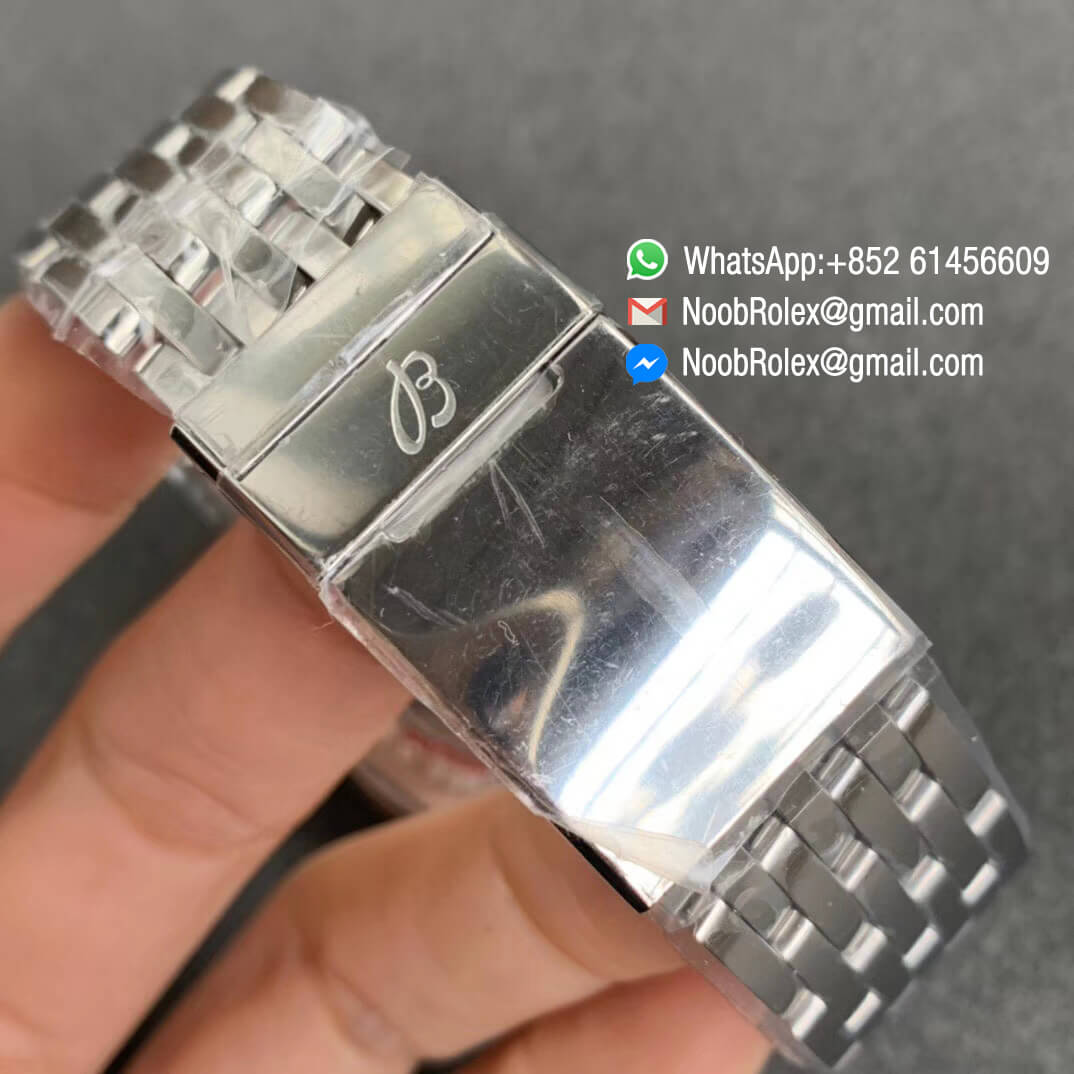 KOR Factory Breitling Navitimer 1 38mm Steel Case White Dial White Rose Gold Inner Bezel on Steel Bracelet SW200 06