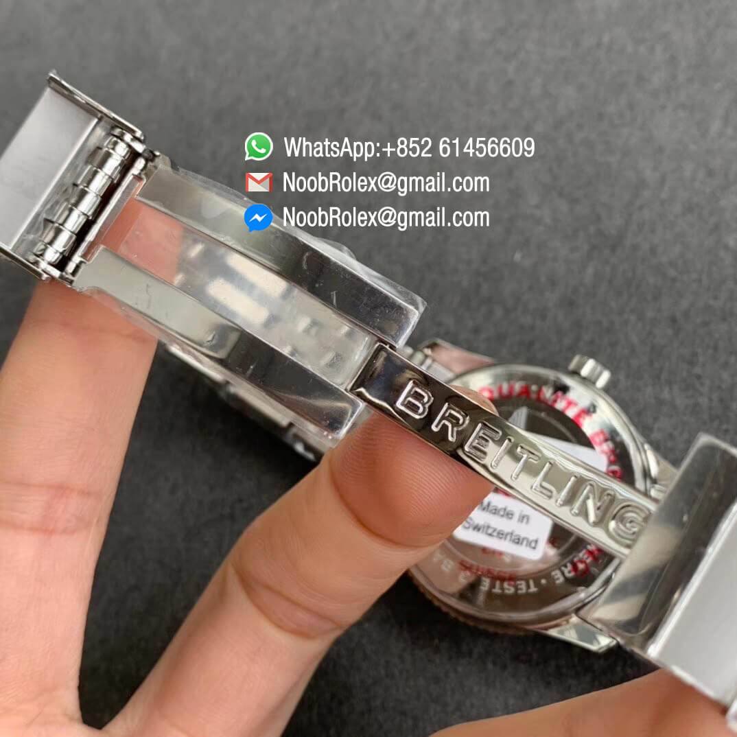 KOR Factory Breitling Navitimer 1 38mm Steel Case White Dial White Rose Gold Inner Bezel on Steel Bracelet SW200 07