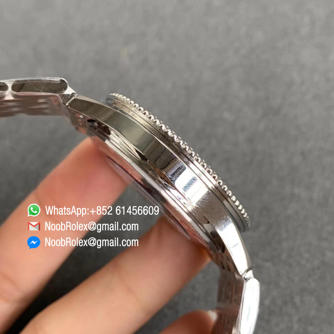 KOR Factory Breitling Navitimer 1 38mm Steel Case White Dial White Silver Inner Bezel on Steel Bracelet SW200 Movement 05