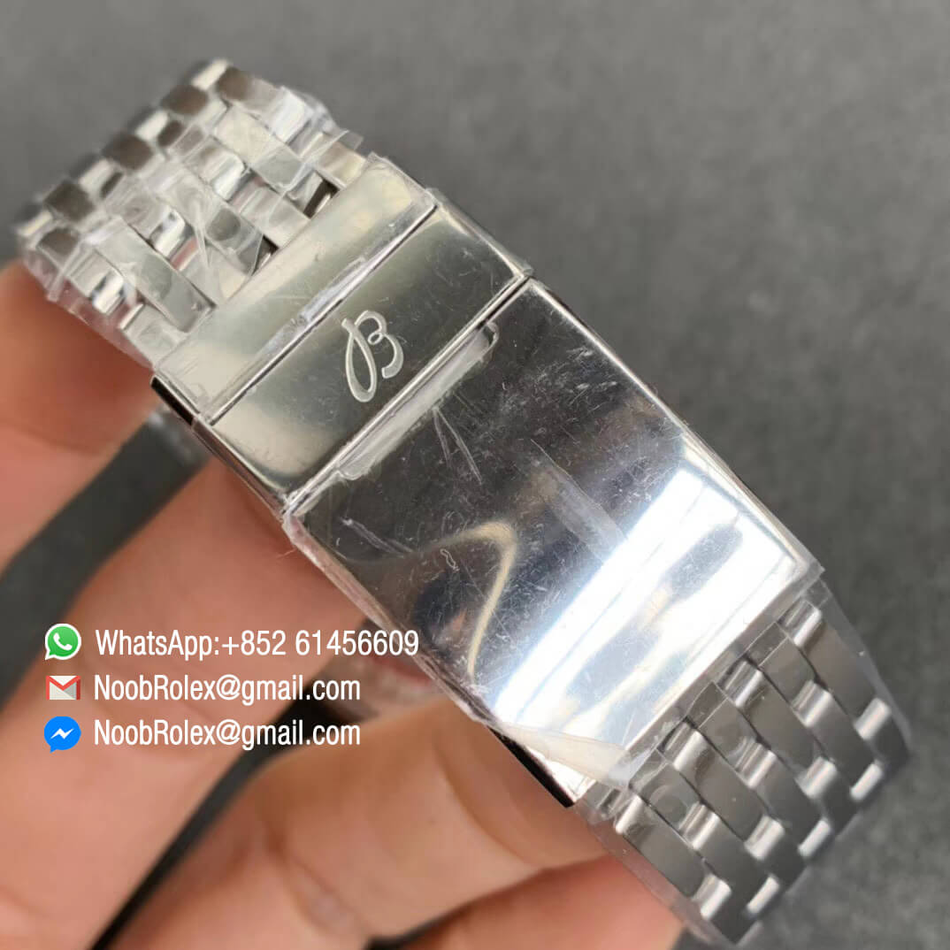 KOR Factory Breitling Navitimer 1 38mm Steel Case White Dial White Silver Inner Bezel on Steel Bracelet SW200 Movement 07