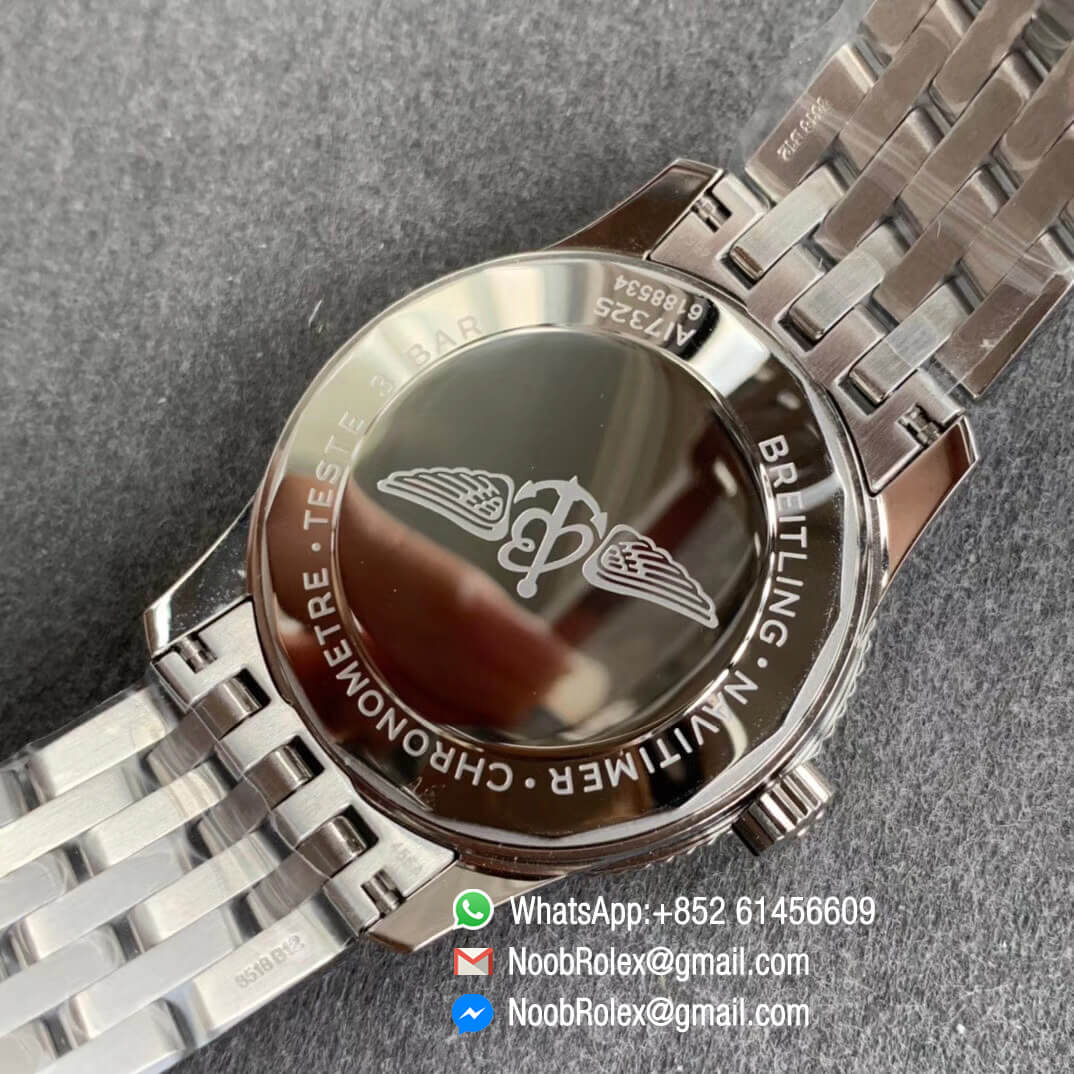 KOR Factory Breitling Navitimer 1 38mm Steel Case White Dial White Silver Inner Bezel on Steel Bracelet SW200 Movement 09