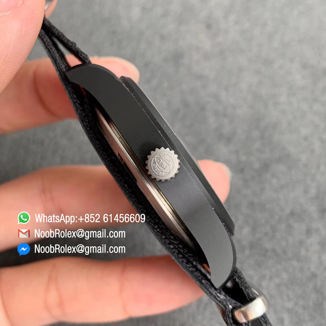 MF Best Clone Watch IWC Top Gun IW326901 Ceramic Case Black Dial on Black White Nylon Strap A2892 04