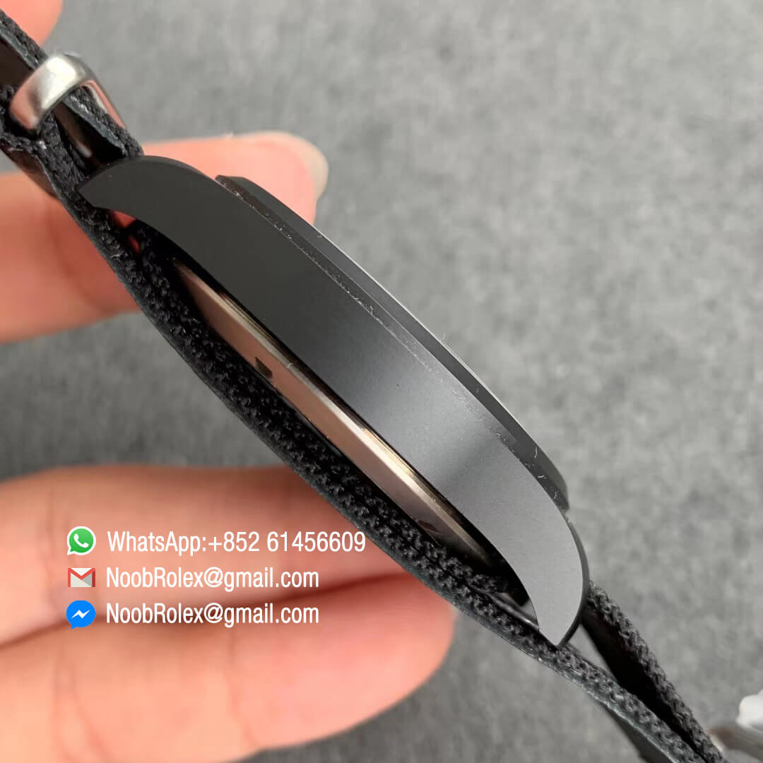 MF Best Clone Watch IWC Top Gun IW326901 Ceramic Case Black Dial on Black White Nylon Strap A2892 05