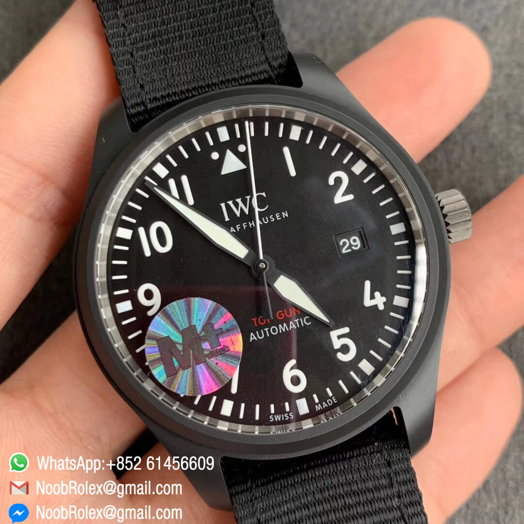 MF Top Replica IWC Top Gun IW326901 Ceramic Case Black Dial on Black Nylon Strap A2892 02