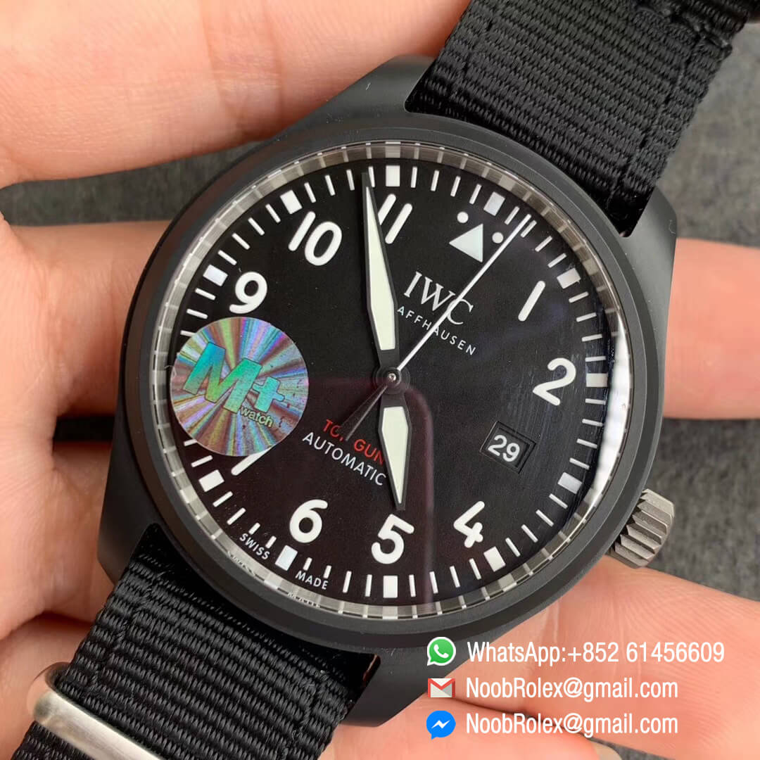 MF Top Replica IWC Top Gun IW326901 Ceramic Case Black Dial on Black Nylon Strap A2892 03