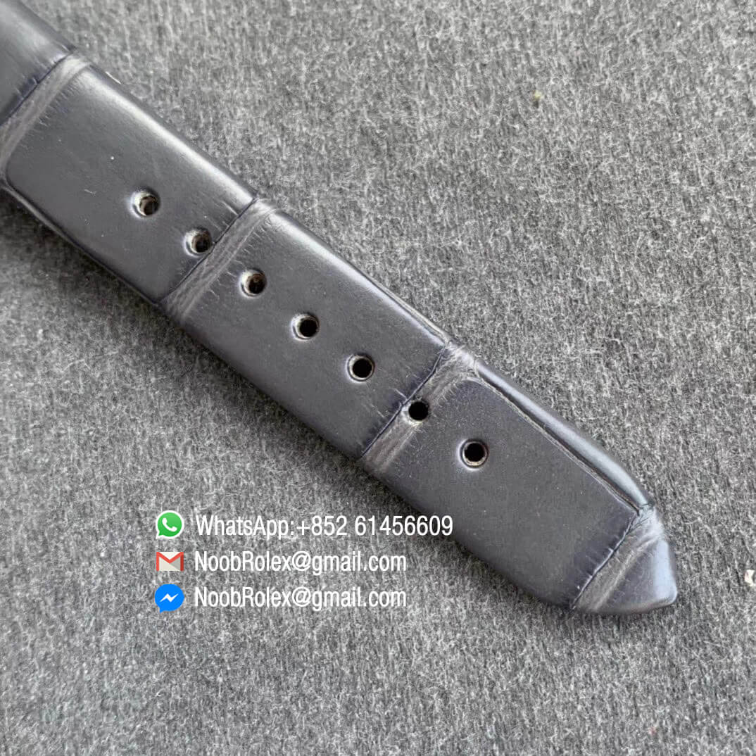 Replica Omega De Vile Tresor Ladies Watch 36mm Steel Case with Diamonds Black Dial Swiss Quartz Movement Black Croco Strap 08