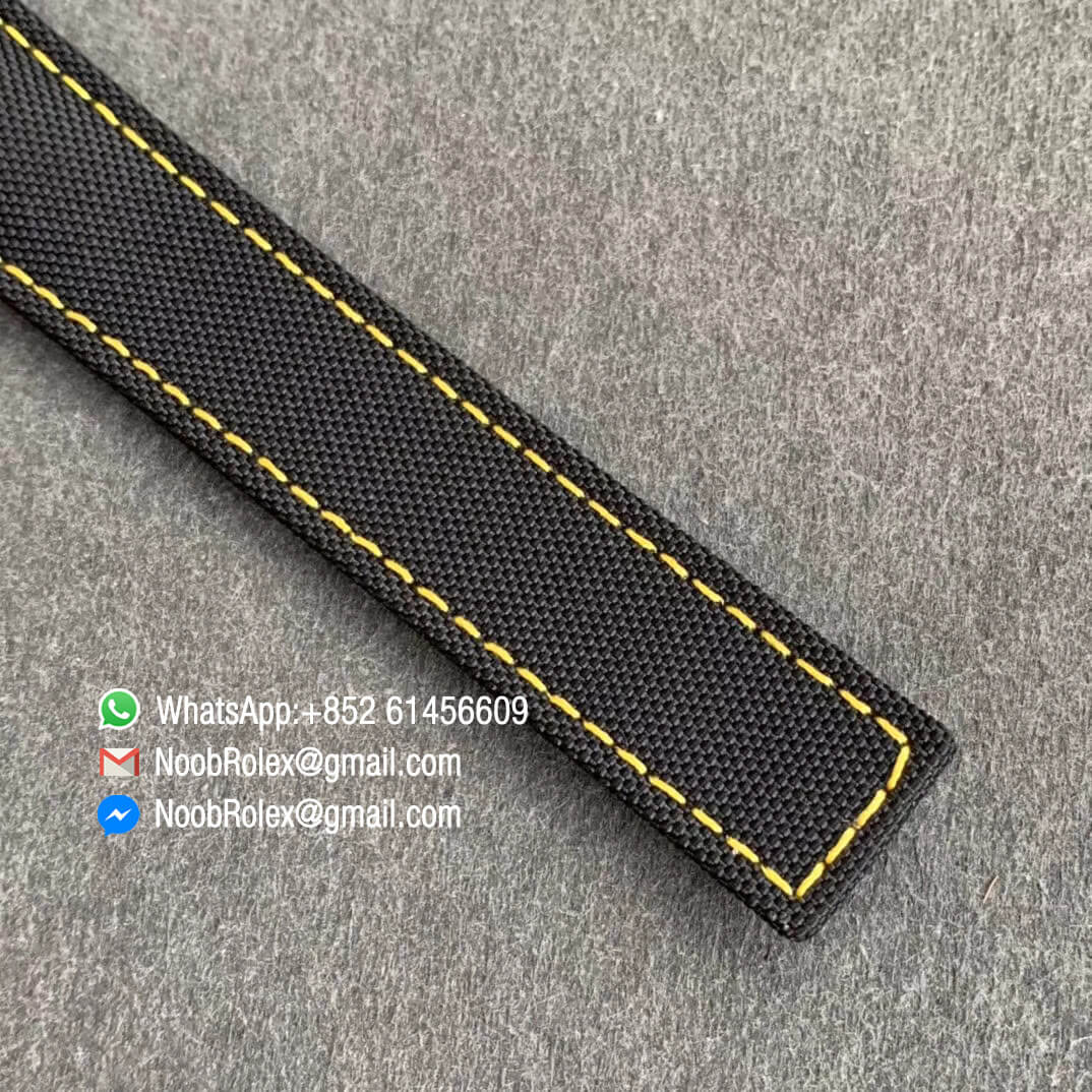 TBF Top Clone Tag Heuer Aquaracer Calibre 5 DLC Titanium Case Yellow Markers Carbon Dial on Nylon Strap A2824 07