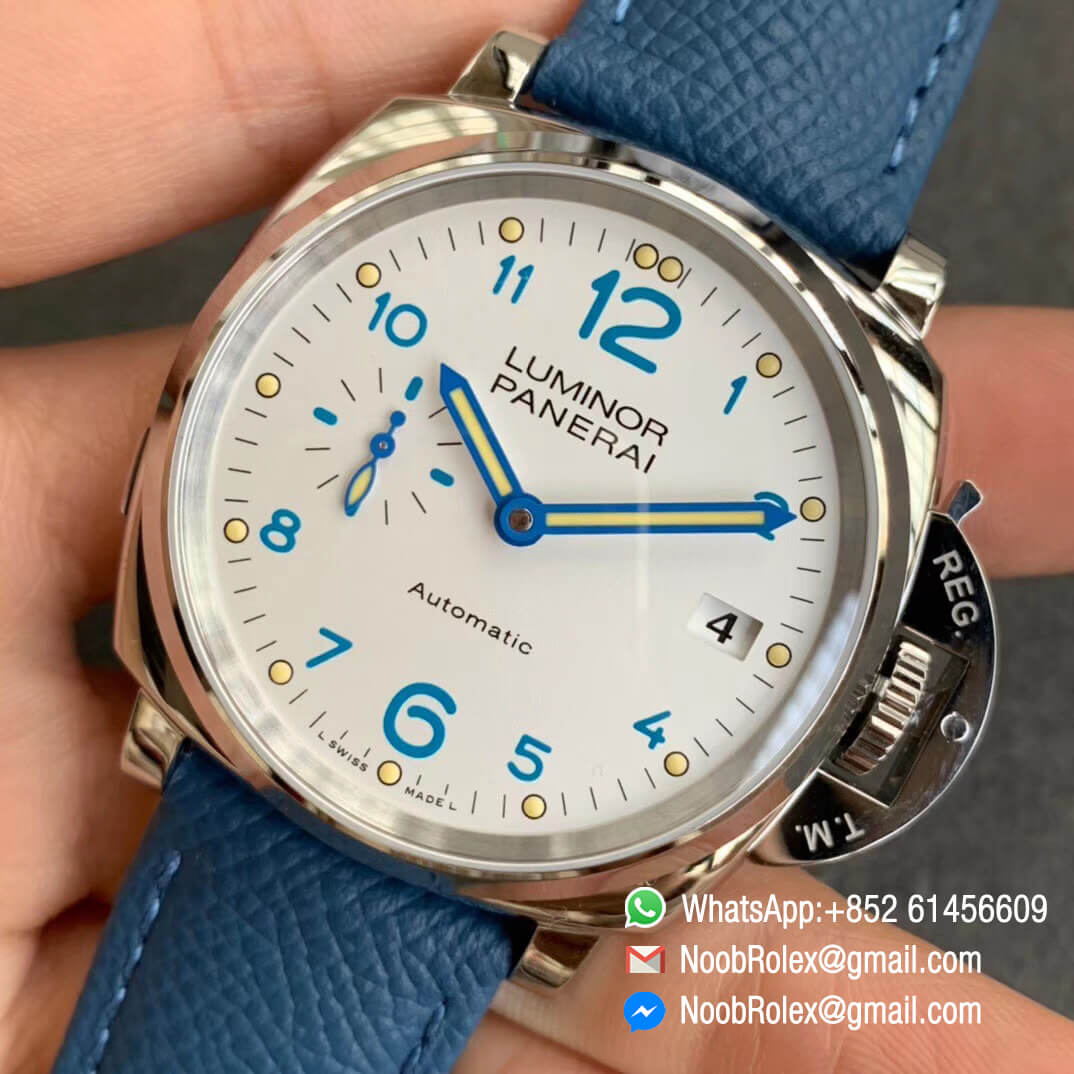 VSF PAM00906 Luminor Due White Dial on Blue Leather Strap Asian Clone XXXIV Movement 03