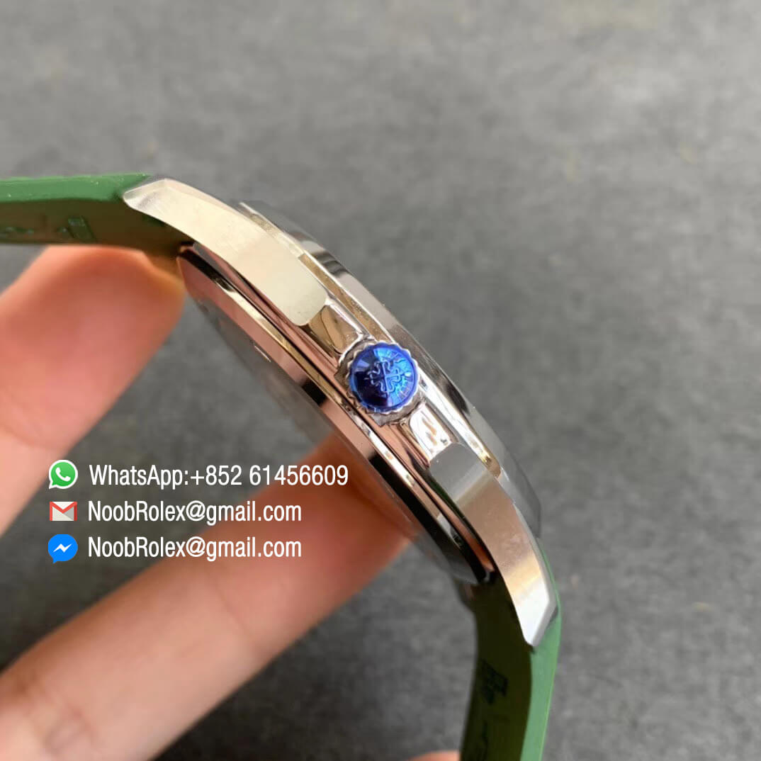 ZF Super Fake Patek Philippe Aquanaut 5168G 42mm Steel Case with Green Dial on Green Rubber Strap 324CS 04