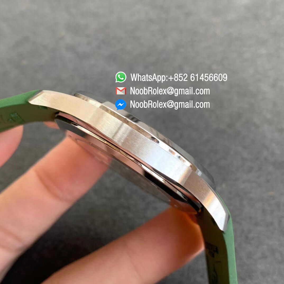 ZF Super Fake Patek Philippe Aquanaut 5168G 42mm Steel Case with Green Dial on Green Rubber Strap 324CS 05