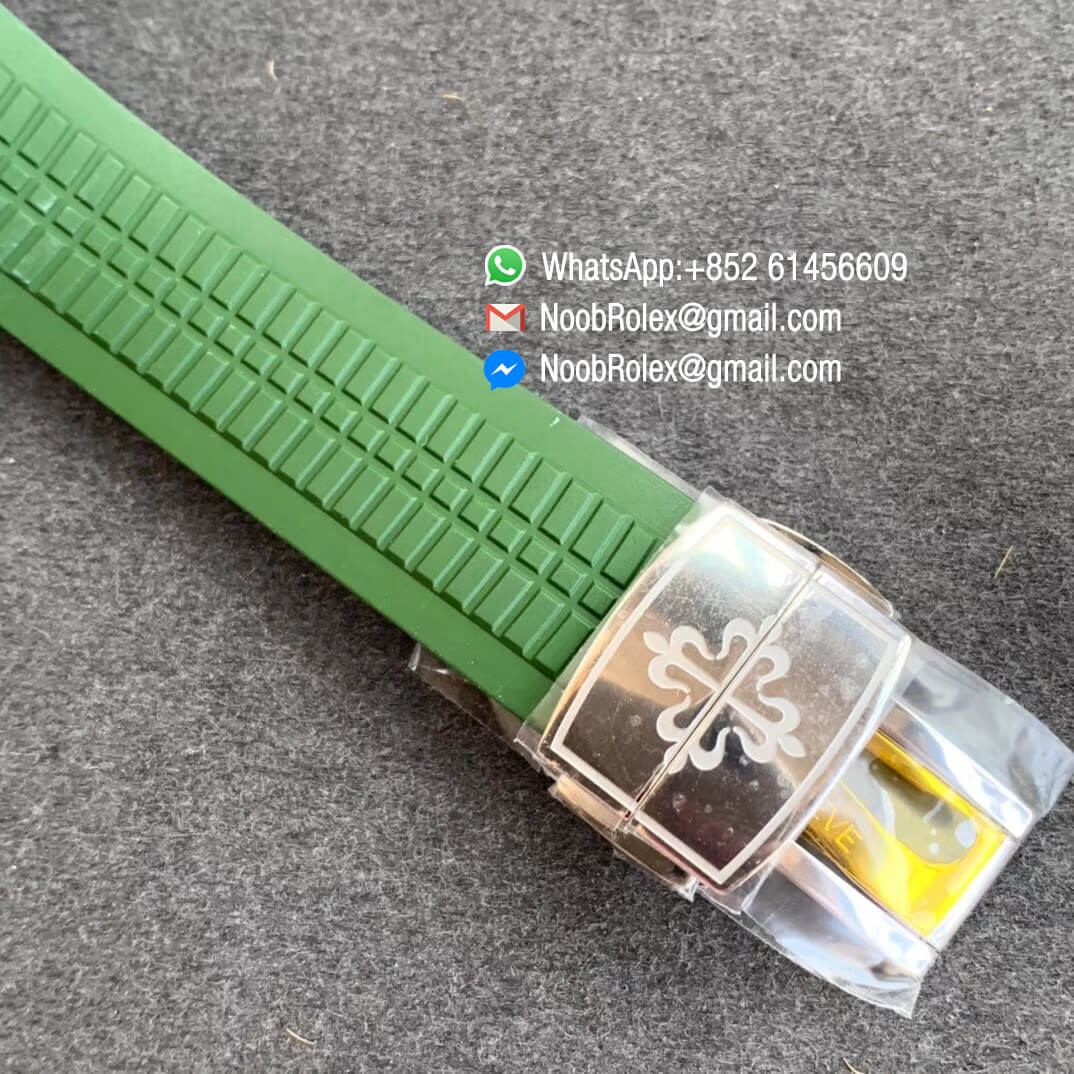 ZF Super Fake Patek Philippe Aquanaut 5168G 42mm Steel Case with Green Dial on Green Rubber Strap 324CS 06