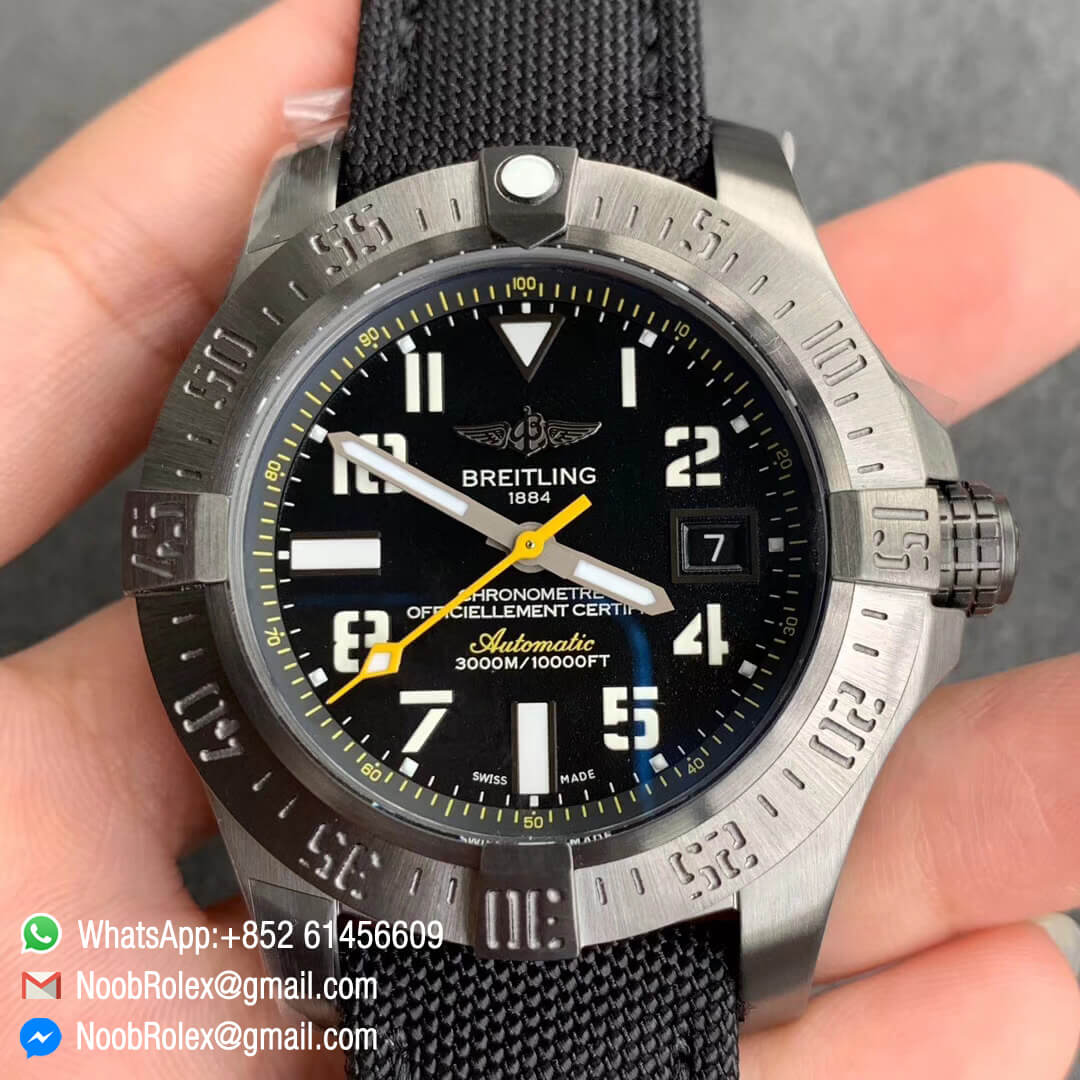 GF Best Clone Edition Avenger II Seawolf Hong Kong Limition PVD Case Yellow Hand Black Dial On Black Nylon Strap A2824 01