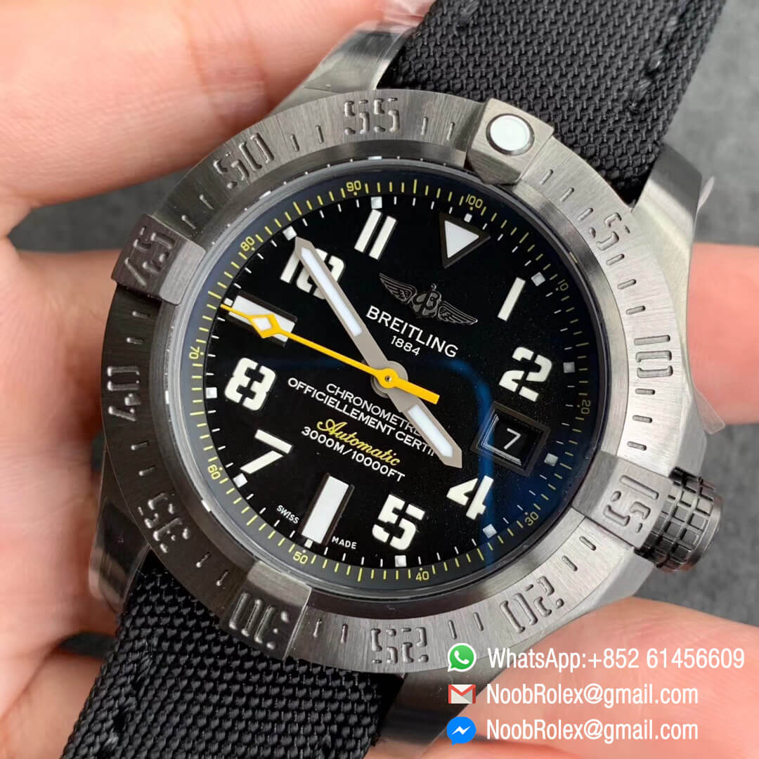 GF Best Clone Edition Avenger II Seawolf Hong Kong Limition PVD Case Yellow Hand Black Dial On Black Nylon Strap A2824 03