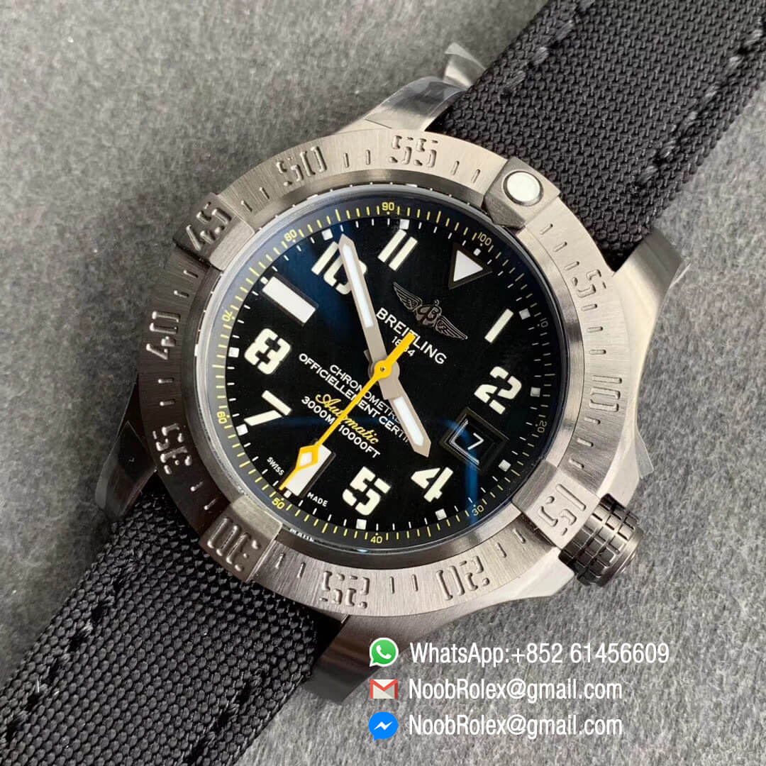 GF Best Clone Edition Avenger II Seawolf Hong Kong Limition PVD Case Yellow Hand Black Dial On Black Nylon Strap A2824 09