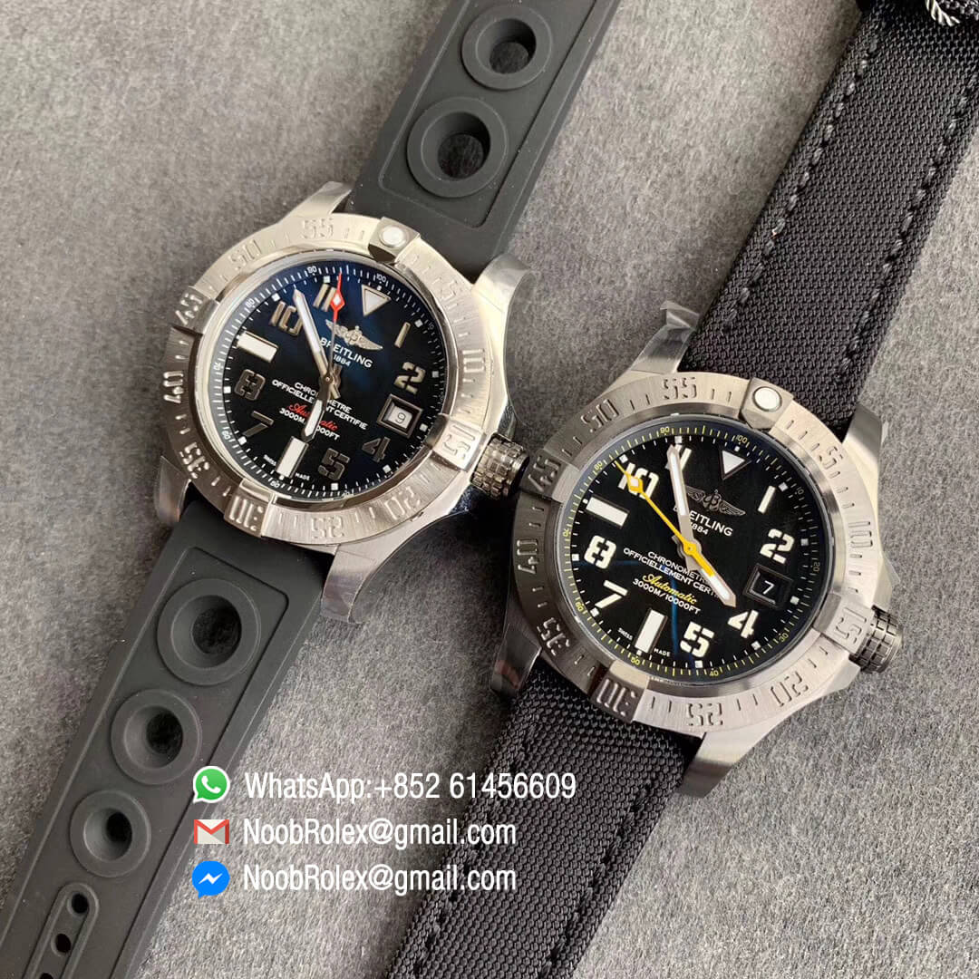 GF Best Edition V2 Avenger II Seawolf Steel Case Black Dial Roman Markers on Black Rubber Strap A2824 10