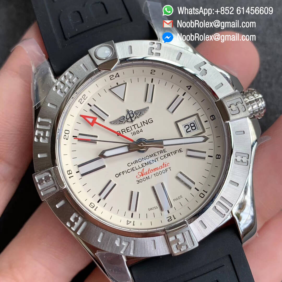 GF Factory Top Fake Avenger II GMT V2 Edition Steel Case White Dial Stick Markers on Rubber Strap A2836 Noob Watch News 02