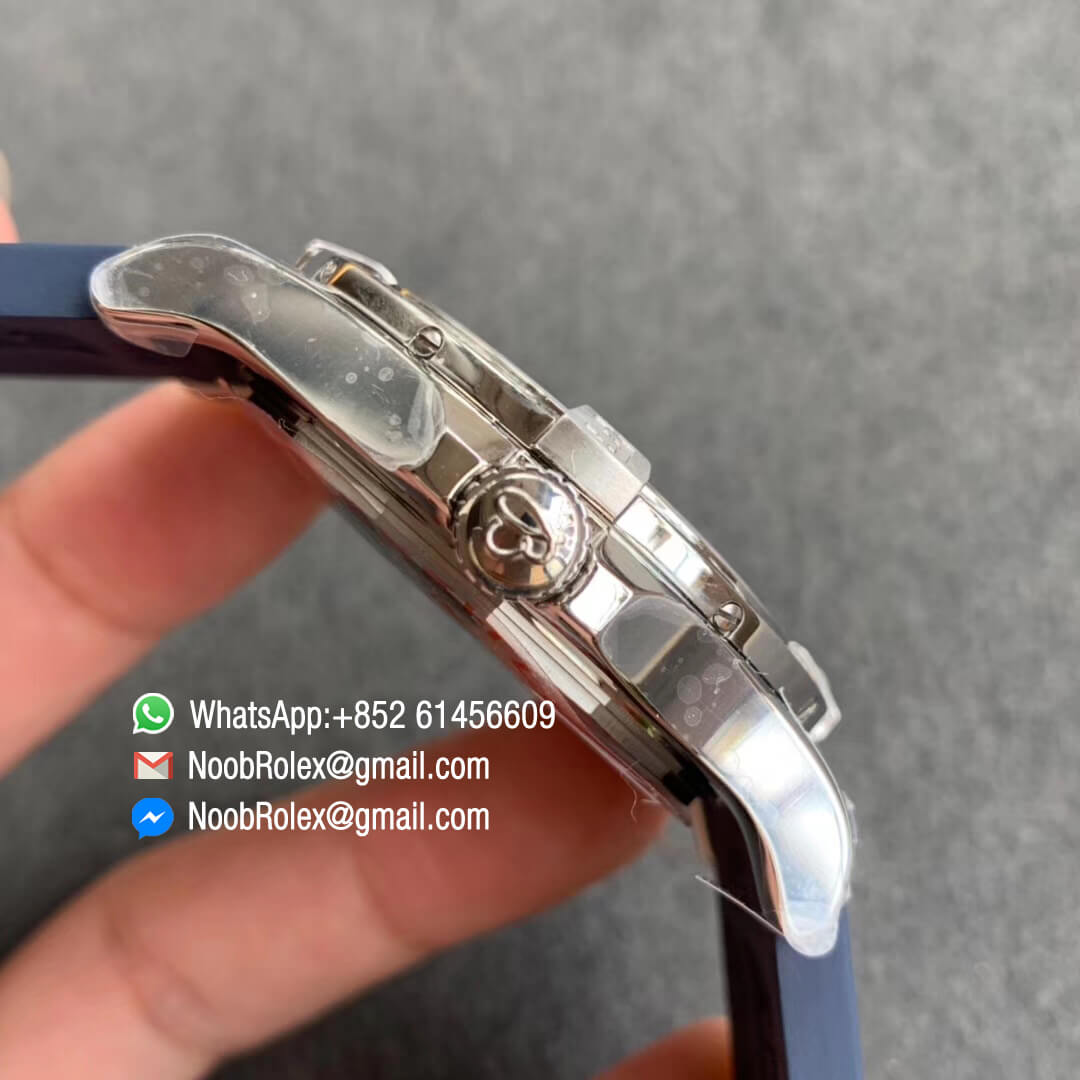 GF Top Quality Avenger GMT Steel Case Blue Dial Stick Markers on Blue Rubber Strap A2836 V2 04