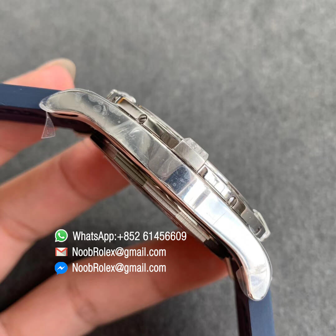 GF Top Quality Avenger GMT Steel Case Blue Dial Stick Markers on Blue Rubber Strap A2836 V2 05