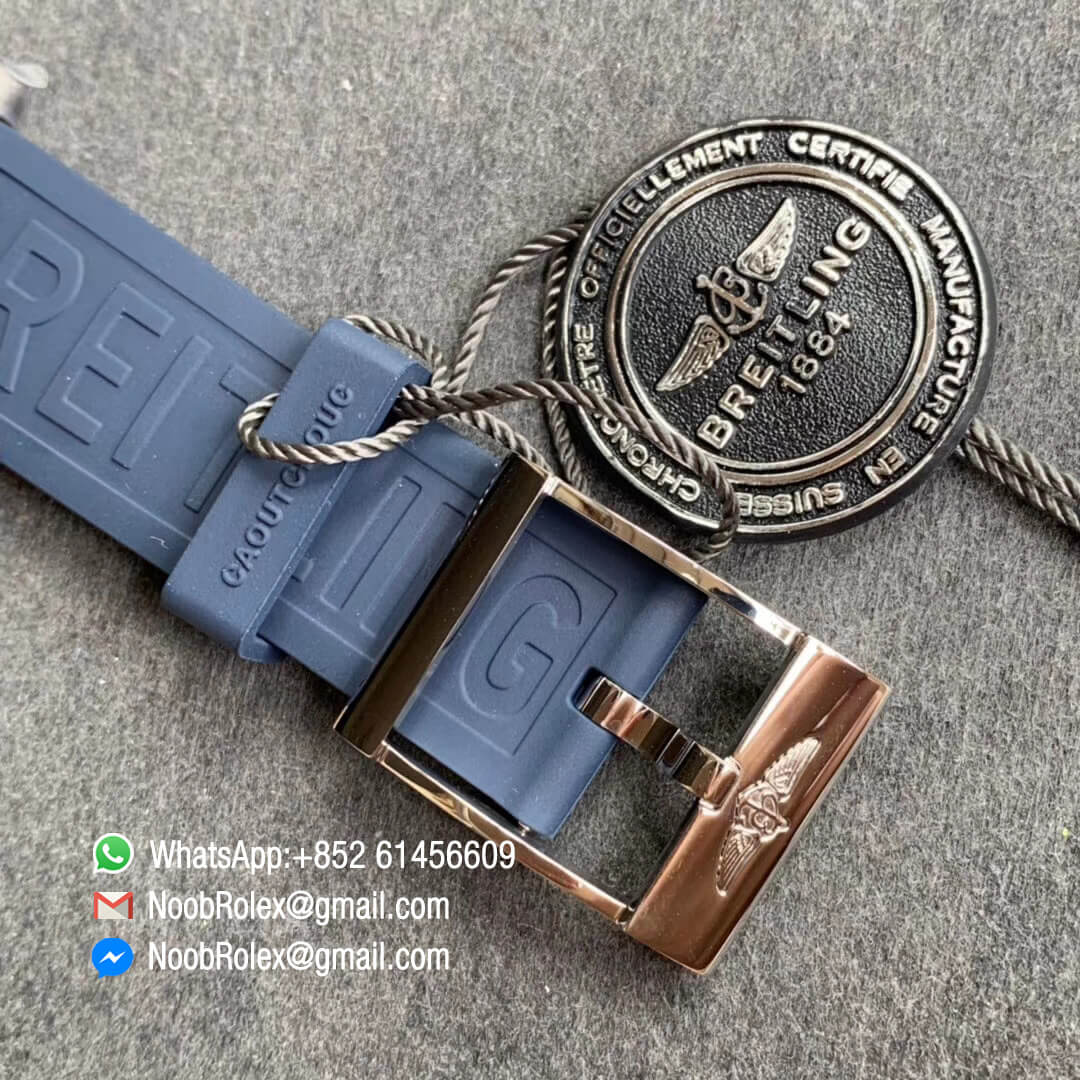 GF Top Quality Avenger GMT Steel Case Blue Dial Stick Markers on Blue Rubber Strap A2836 V2 06