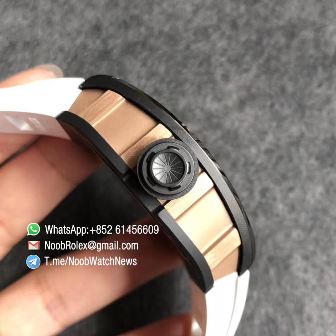 KV Factory Best RepWatch RM035 Americas Skeletonal Dial Full Black Ceramic Case Black RG TZP 896 White Rubber Strap 04