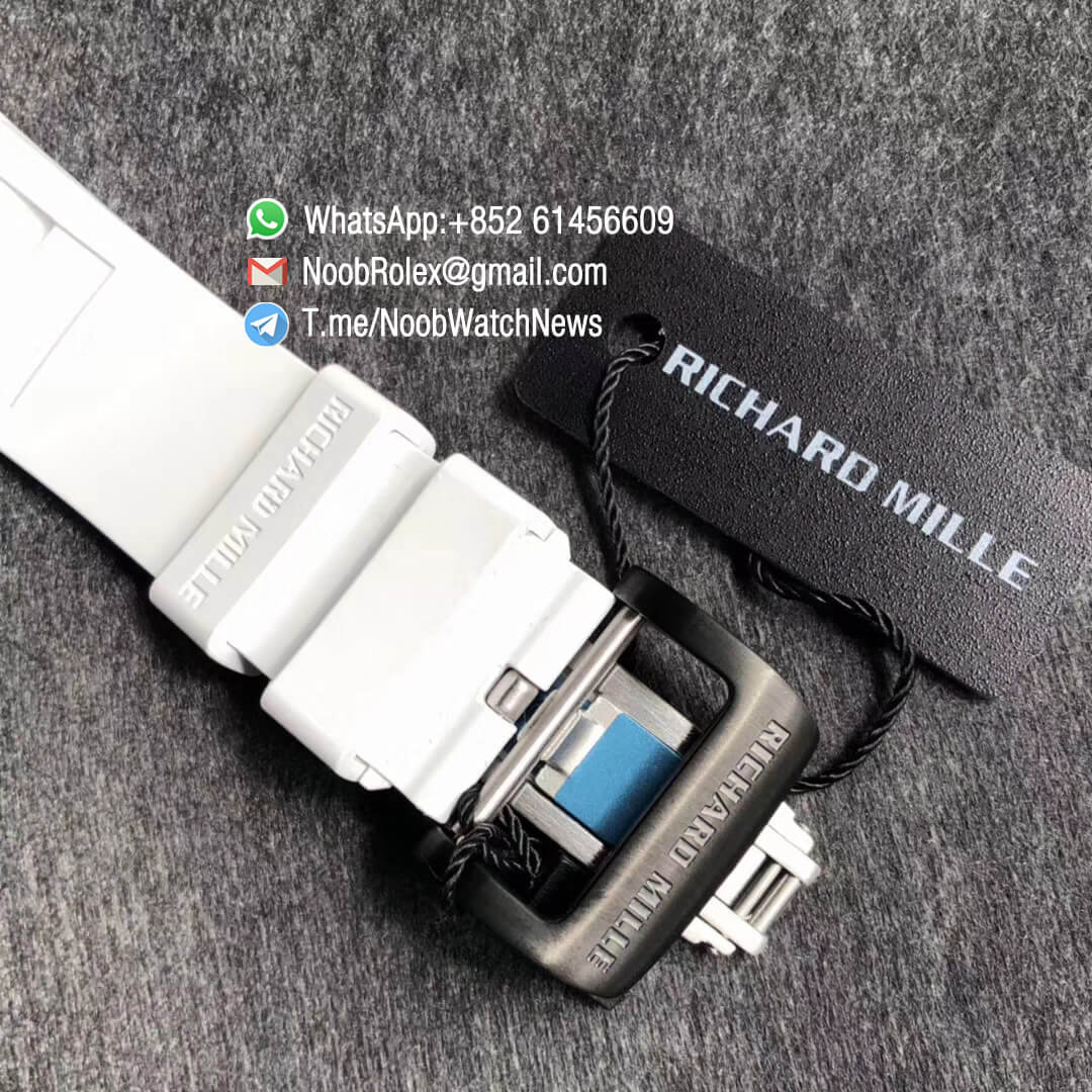 KV Factory Best RepWatch RM035 Americas Skeletonal Dial Full Black Ceramic Case Black RG TZP 896 White Rubber Strap 06