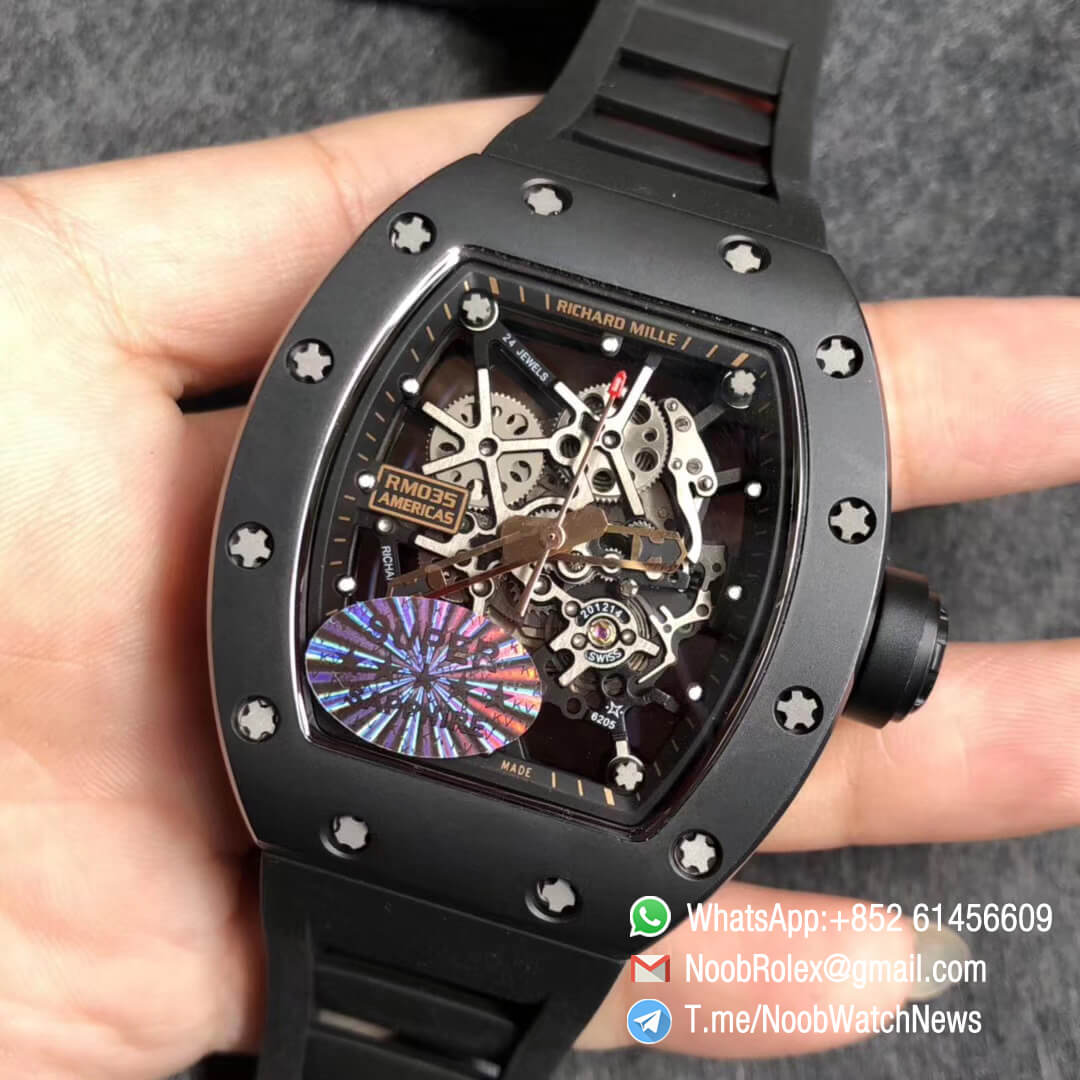 KV Factory RM035 Americas Skeletonal Dial Full Black Ceramic Case Black Toro Gold Edition 03