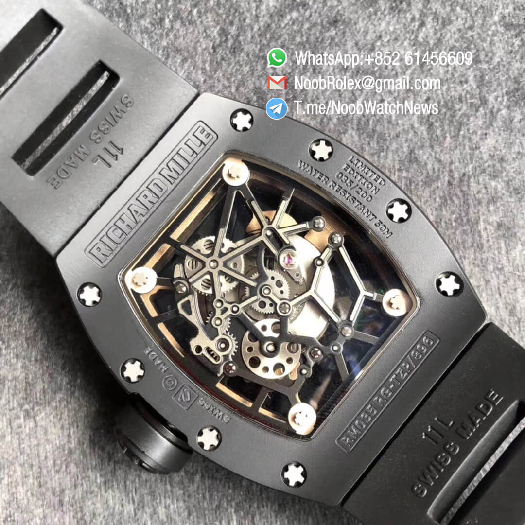 KV Factory RM035 Americas Skeletonal Dial Full Black Ceramic Case Black Toro Gold Edition 08