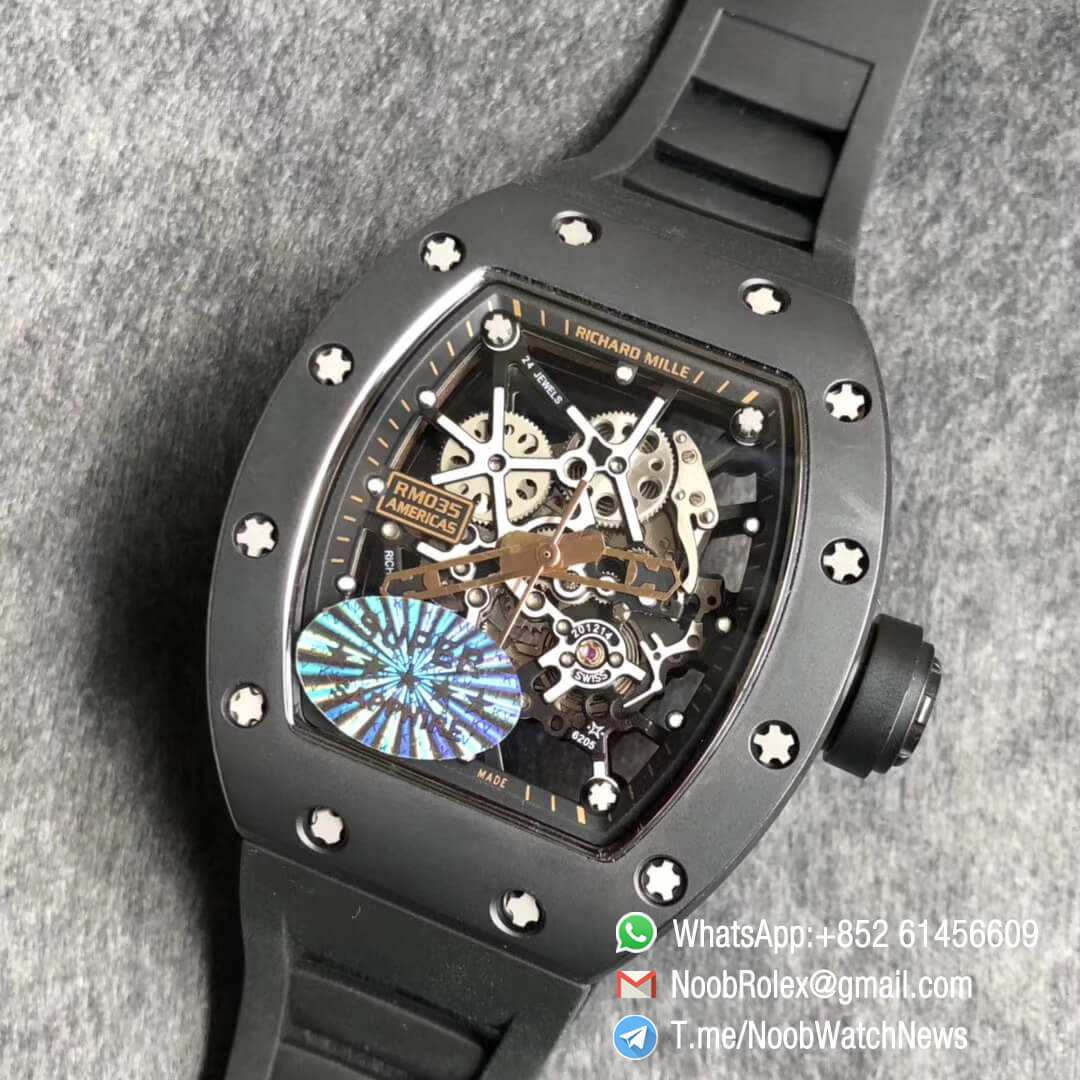 KV Factory RM035 Americas Skeletonal Dial Full Black Ceramic Case Black Toro Gold Edition 09