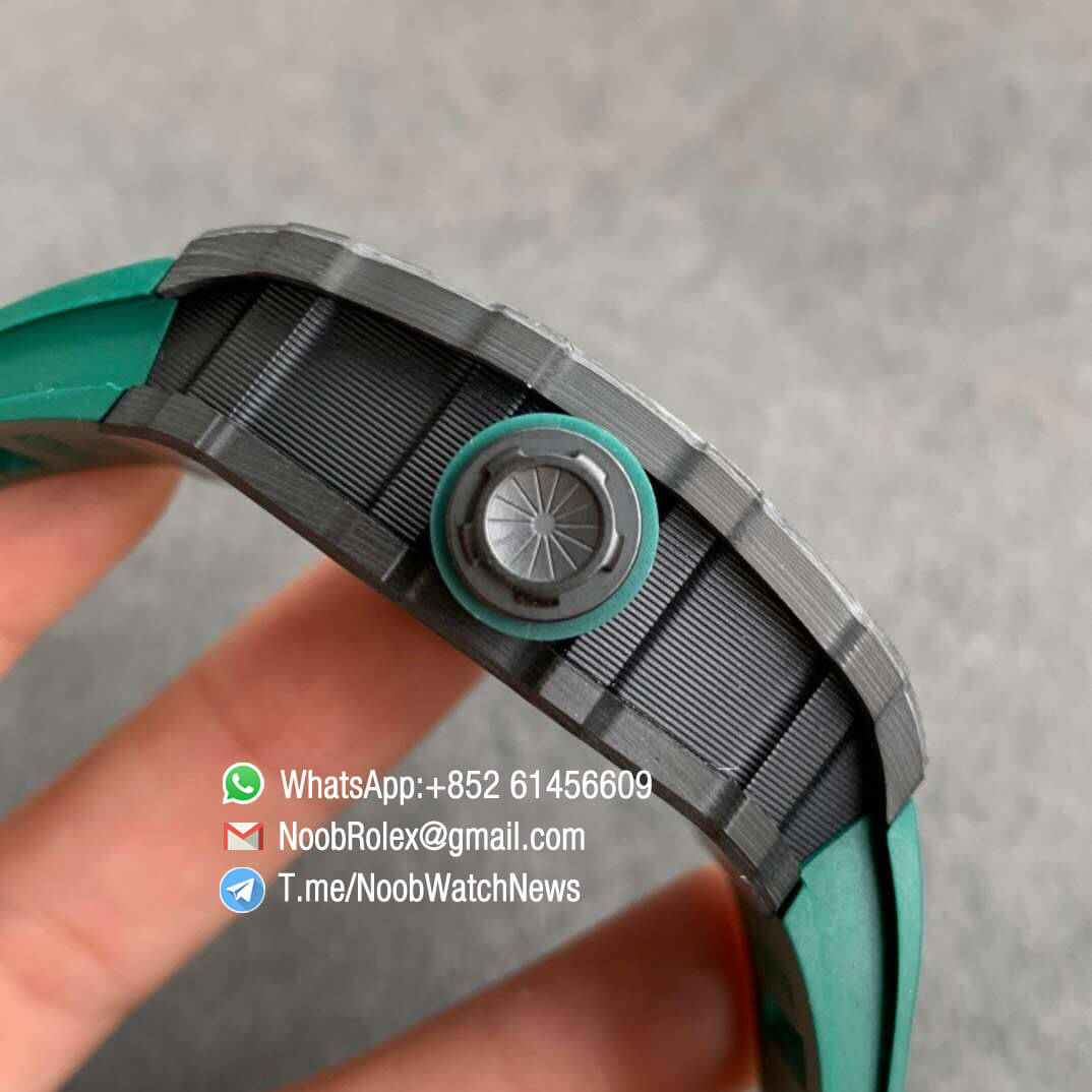 KV Factory V3 RM35 01 RAFA PVD Titanium Case Forge Carbon Caseback Skeleton Dial Green Crown Green Rubber Strap MIYOTA8215 04